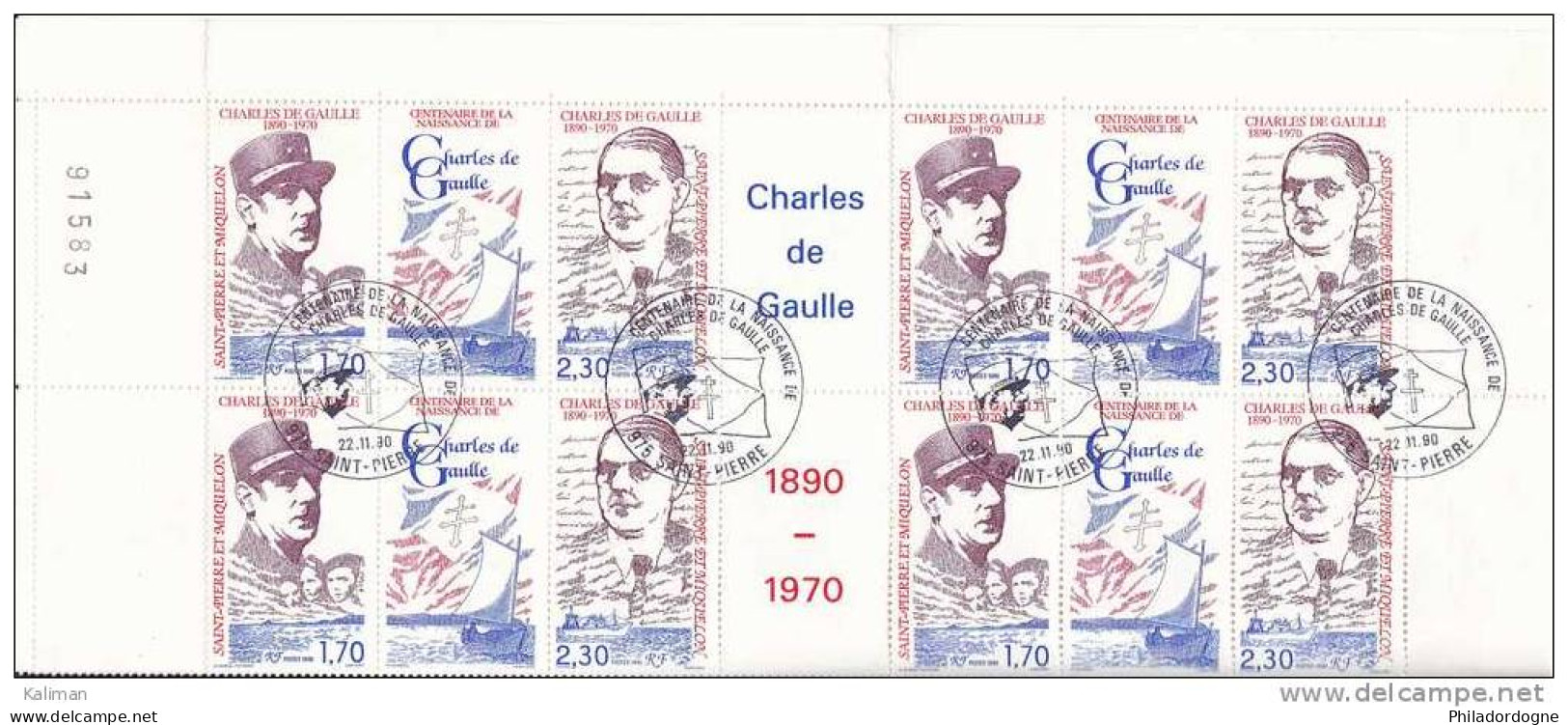 Saint Pierre Et Miquelon Bloc De 4 Vignette Centrale Du N° 532A Oblitéré - Cote +7.9 Euros - Prix De Départ 2,5 Euros - Used Stamps