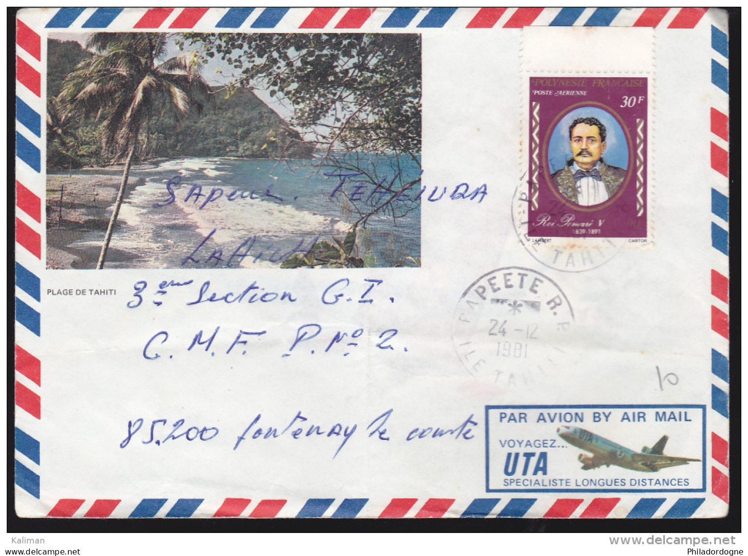 Polynésie - P.A. N° 109 Oblitéré 1981 Sur Enveloppe - Briefe U. Dokumente