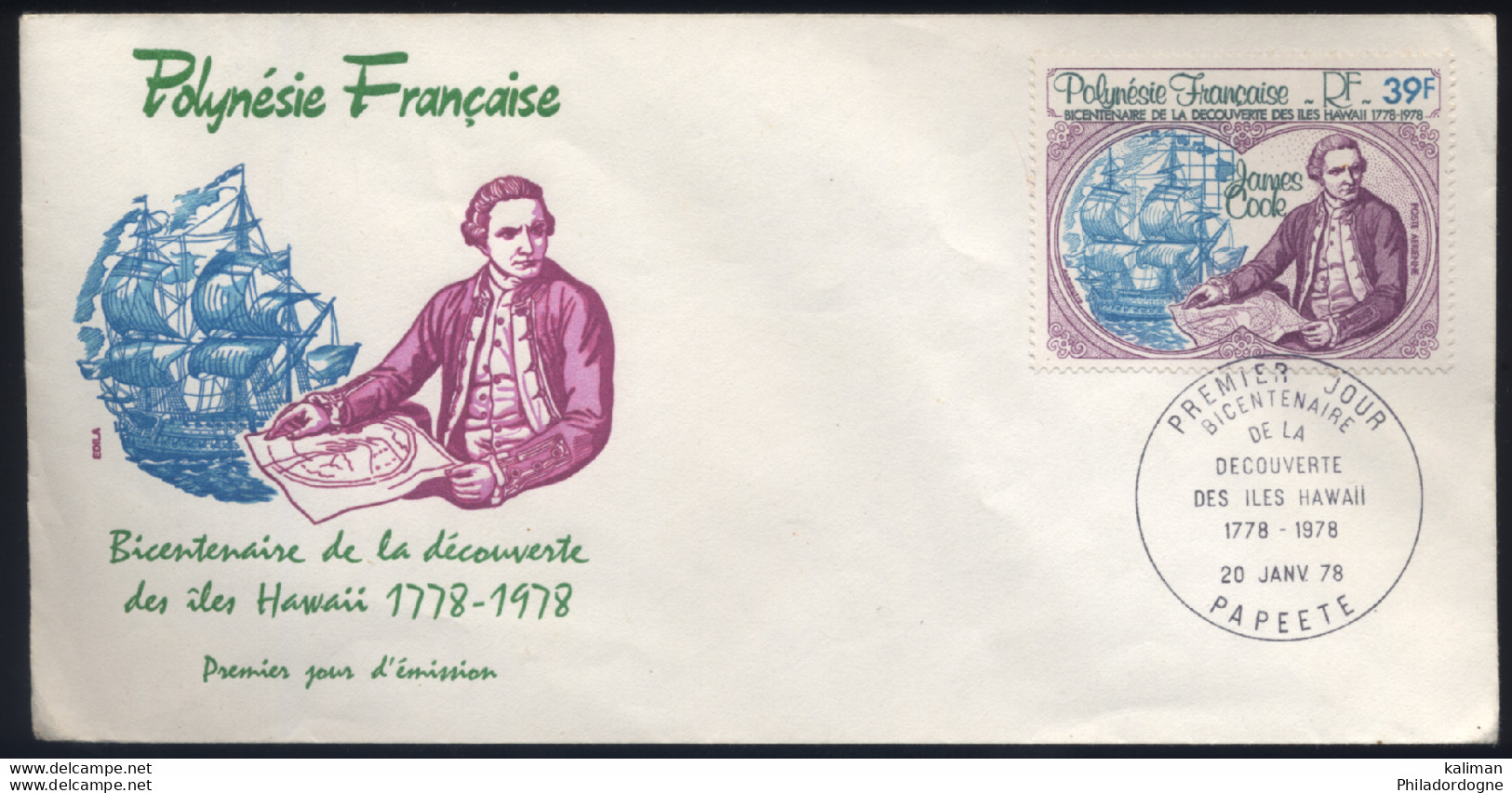 Polynésie - PA 131 Obl Sur FdC 20/01/1978 - Voir Numérisations - Lettres & Documents