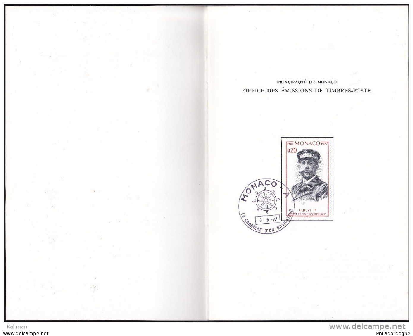 Monaco N° 1085 Obl. 1er Jour 03/05/1977 Sur Livret De 24 Pages "La Carrière D'un Navigateur" - Briefe U. Dokumente