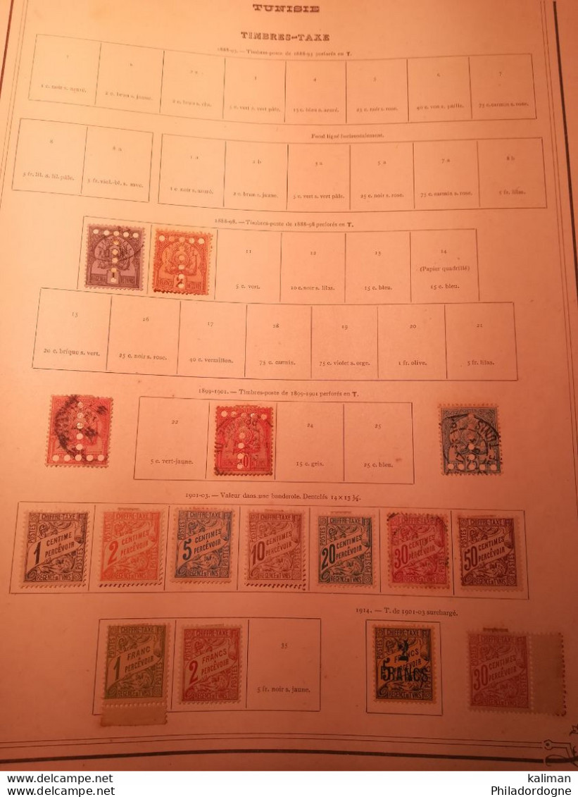 Tunisie - Ancienne Collection Montée sur feuilles 1888 /1930 Tous états xx x (x) obl - Cote + de 500 euros
