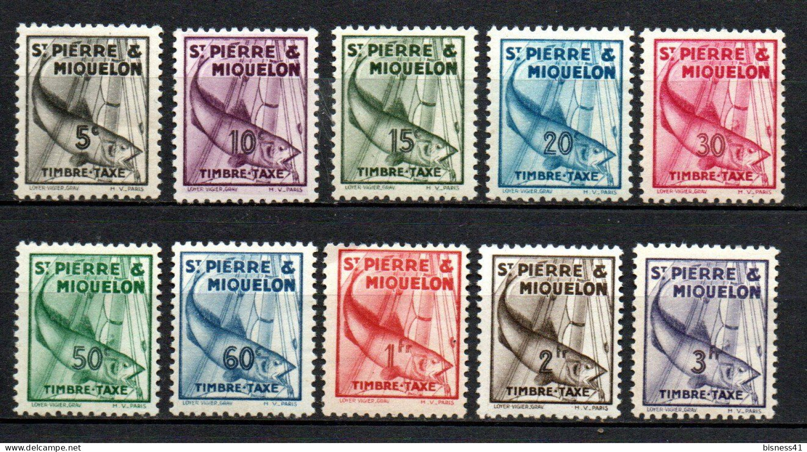 Col35 Colonies SPM St Pierre & Miquelon Taxe N° 32 à 41 Neuf XX MNH  Cote 27,00 € - Impuestos