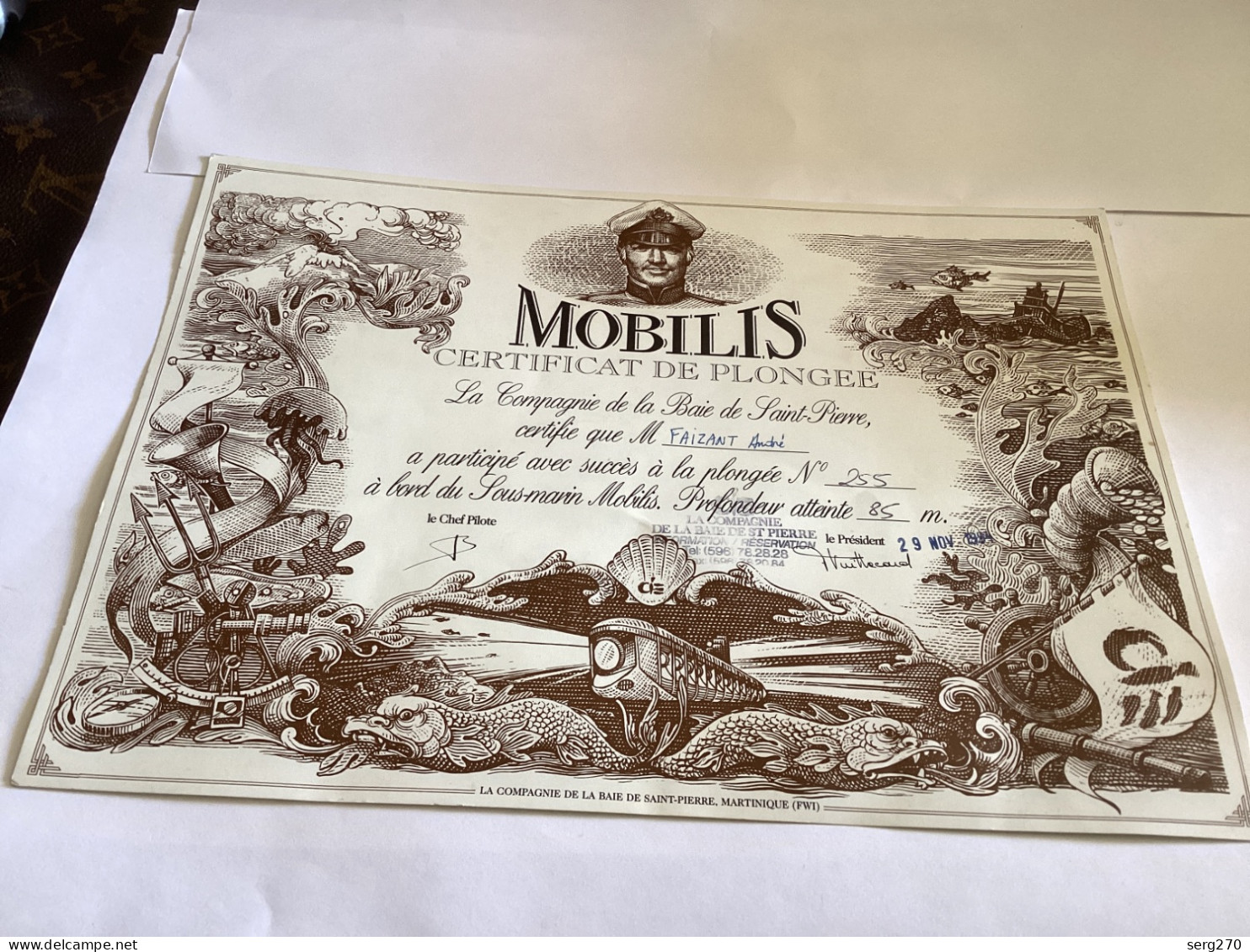 Mobilis De Plongée La Compagnie De Laver Saint-Pierre, Martinique - Diplômes & Bulletins Scolaires