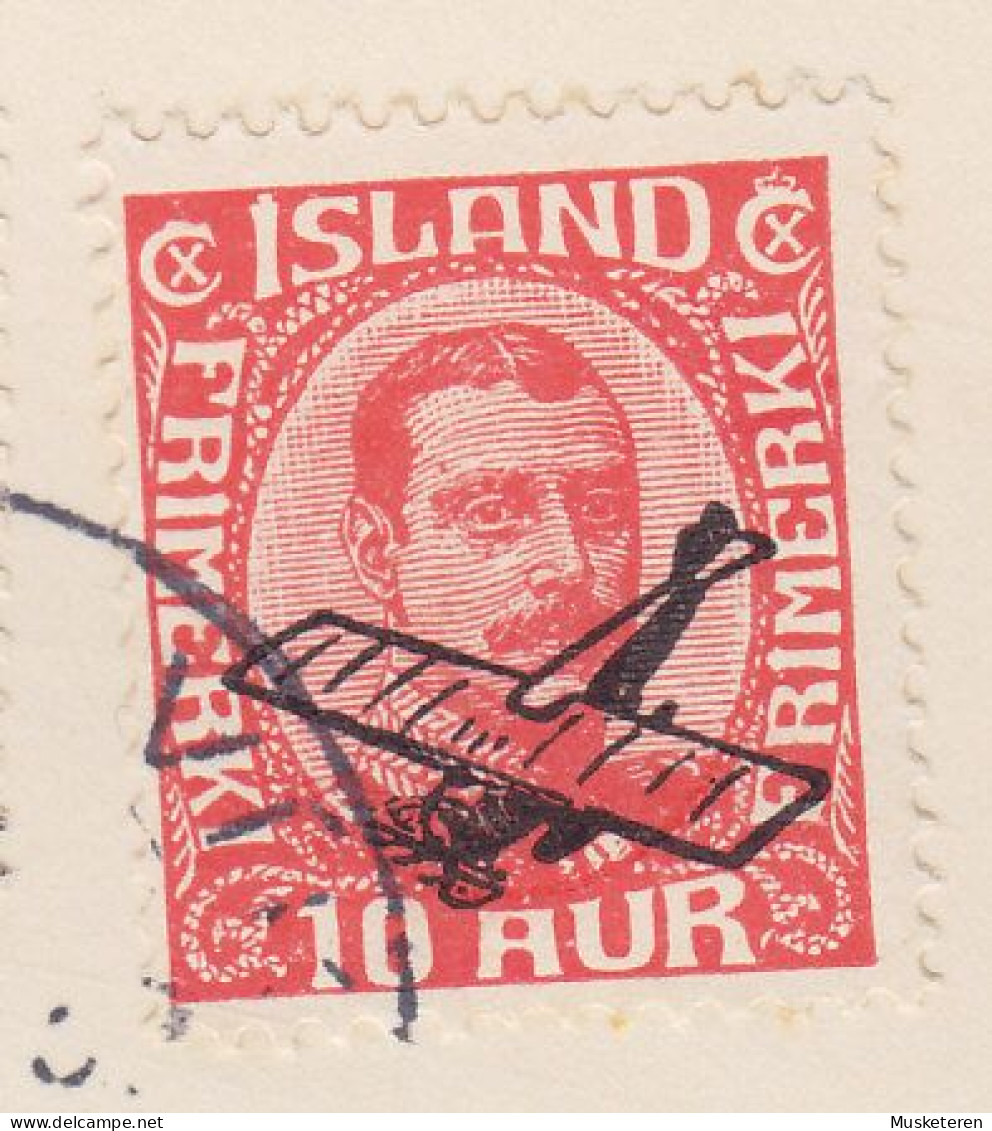 Iceland First Flight Erstflug SANDSKEID - REYKJAVIK 1939 Card Karte Aeroplane On 10 Aur King Chr. X. ERROR Variety - Cartas & Documentos