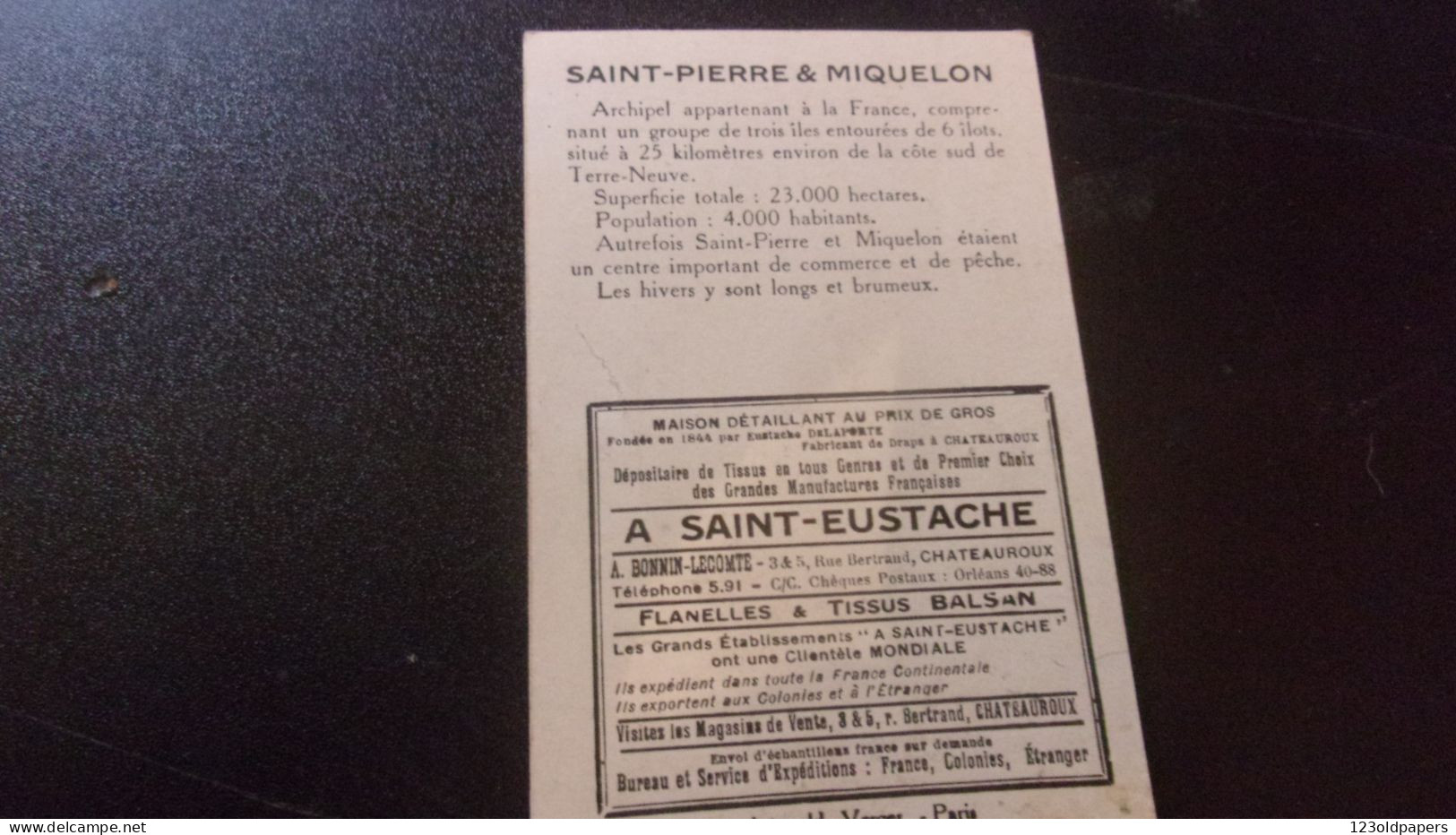 CHROMO Didactique A Saint Eustache Chateauroux Léopold Verger St Pierre Et Miquelon - Autres & Non Classés