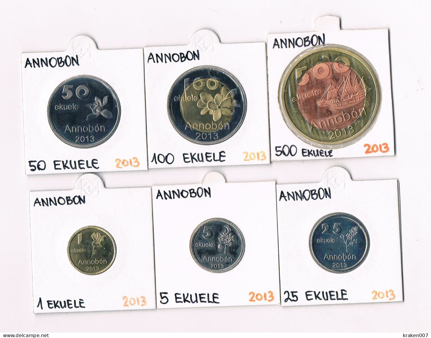 Annobón Island (Equatorial Guinea) Set 6 Coins - 2013 - 2 X Bimetals - Guinée Equatoriale