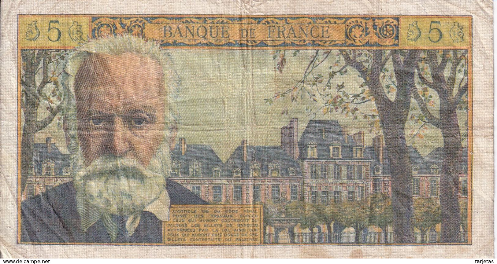 BILLETE DE FRANCIA DE 5 FRANCS DEL 5-7-1962 DE VICTOR HUGO  (BANKNOTE) - 5 NF 1959-1965 ''Victor Hugo''