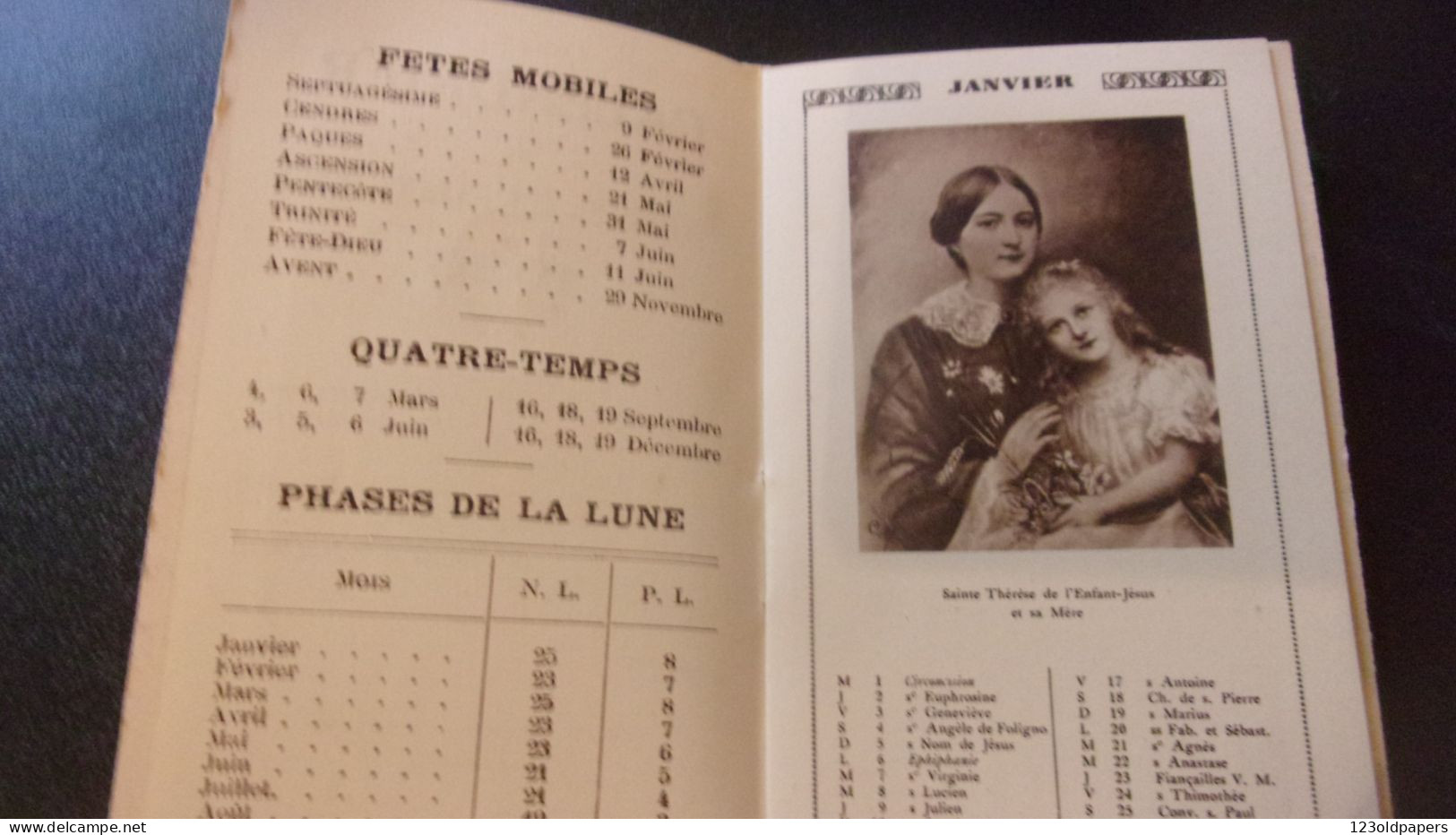 CALENDRIER SAINTE THÉRÈSE DE L’ENFANT JÉSUS 1936  LISIEUX - Petit Format : 1921-40