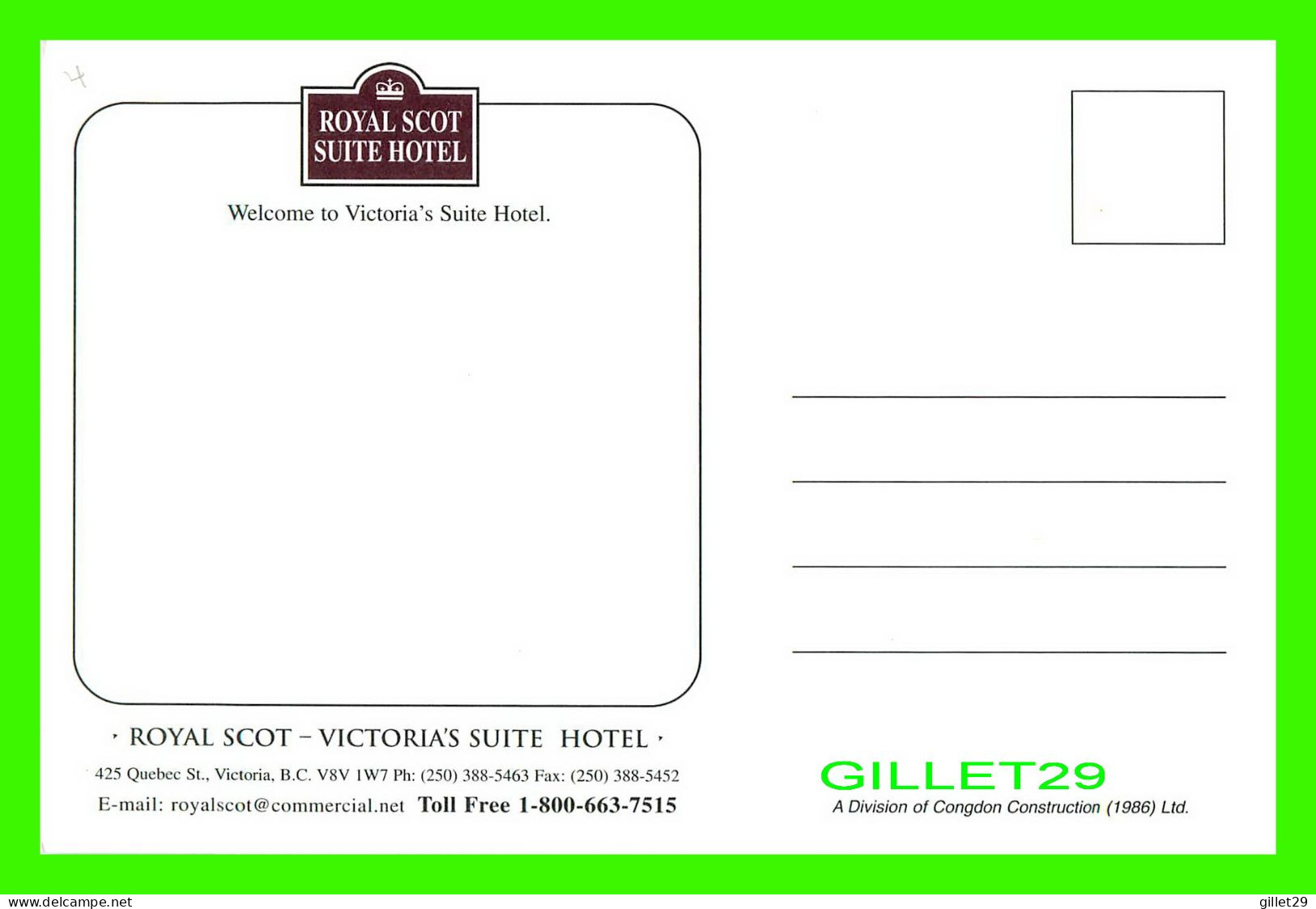 VICTORIA, BC - ROYAL SCOT SUITE HOTEL - WELCOME TO VICTORIA'S SUITE HOTEL - DIVISION OF CONGDON CONSTRUCTION 1986 LTD - - Victoria