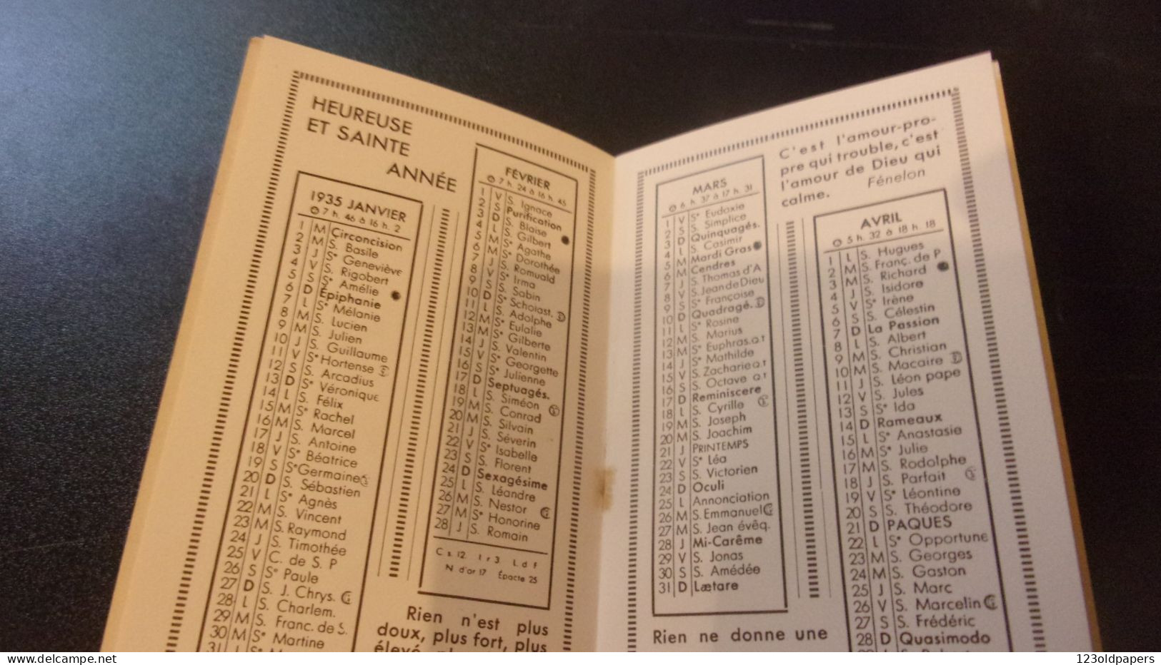 CALENDRIER BOUASSE VIERGE ANGES 1935 - Tamaño Pequeño : 1921-40