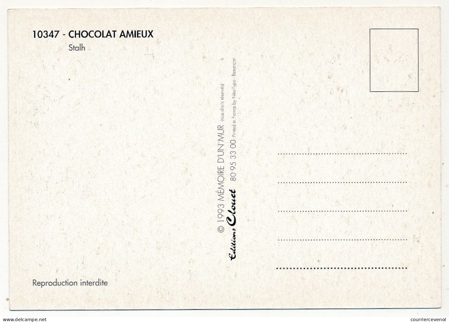 CPM - Reproduction D'affiche Publicitaire : Chocolat Amieux Frères - Werbepostkarten
