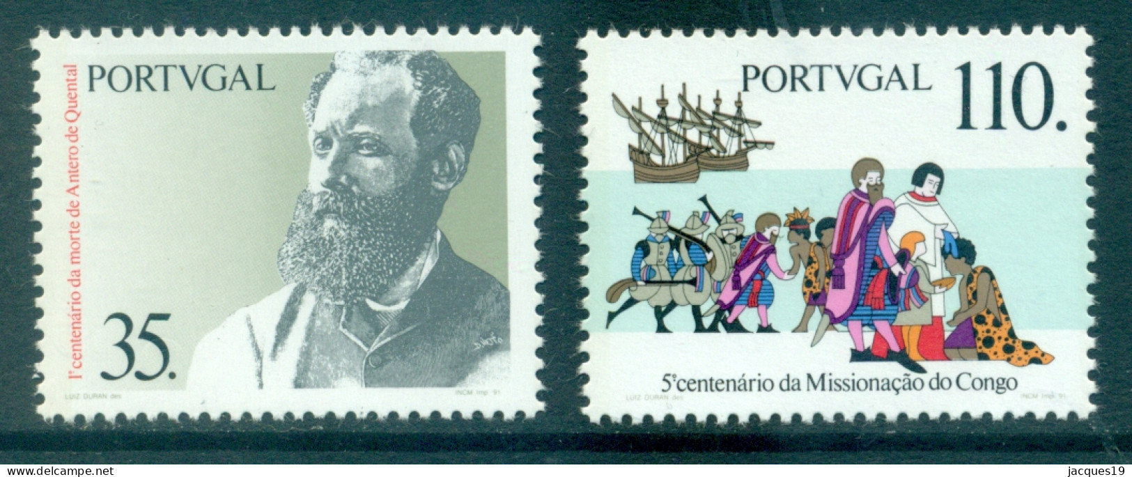 Portugal 1991 First Missionaries To Congo Series Mi 1874-1875 - Nuevos