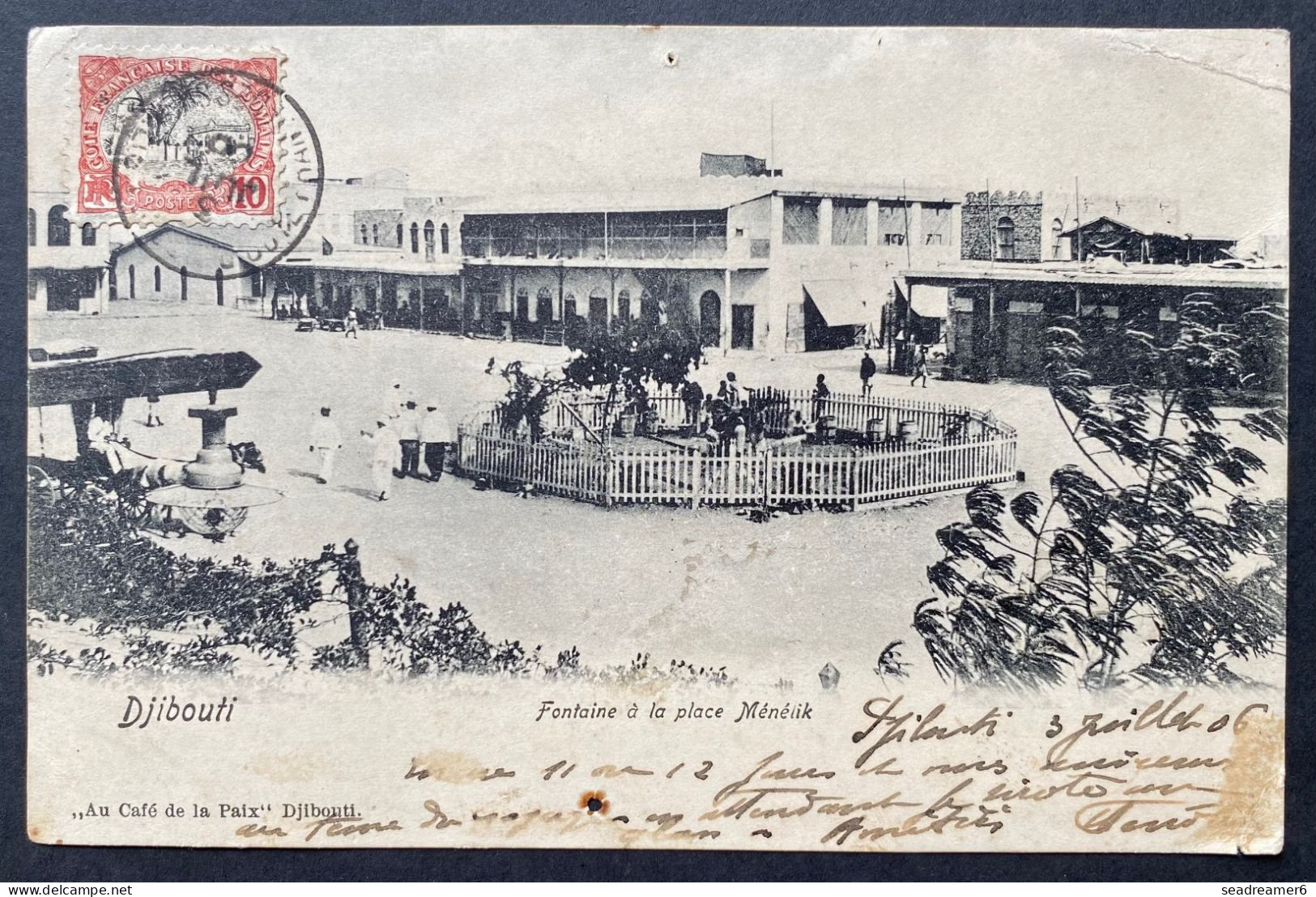 Cotes Des SOMALIS 1906 Carte Postale De DJIBOUTI N°57 10c Oblitéré Dateur De DJIBOUTI Pour Le TONKIN à Nam Dinh Rare - Lettres & Documents