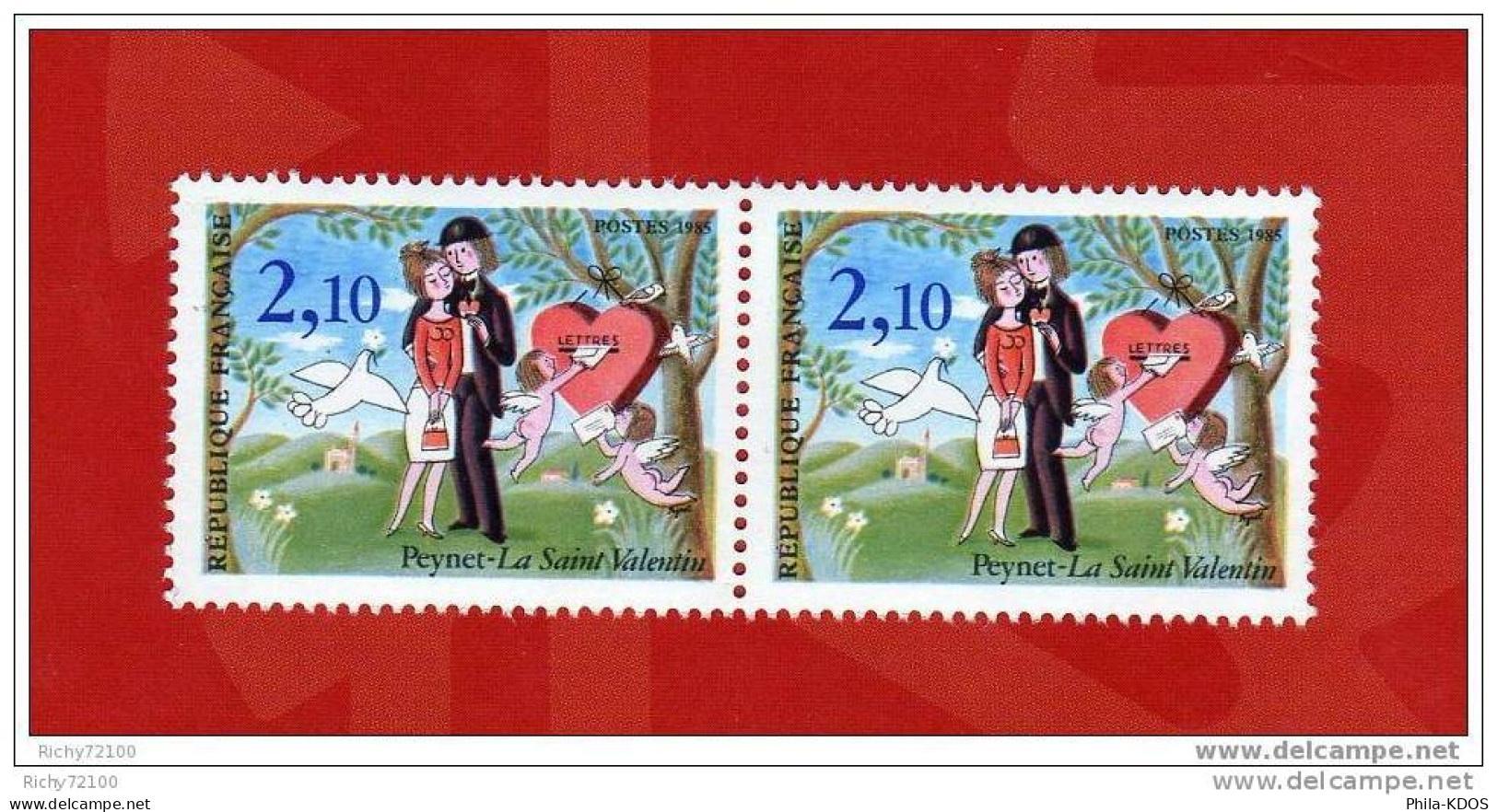 " LES AMOUREUX De PEYNET / SAINT VALENTIN / COEUR / AMOUR " Sur Variété Neuve ** MNH. N° YT 2354. A Saisir !!! - Neufs