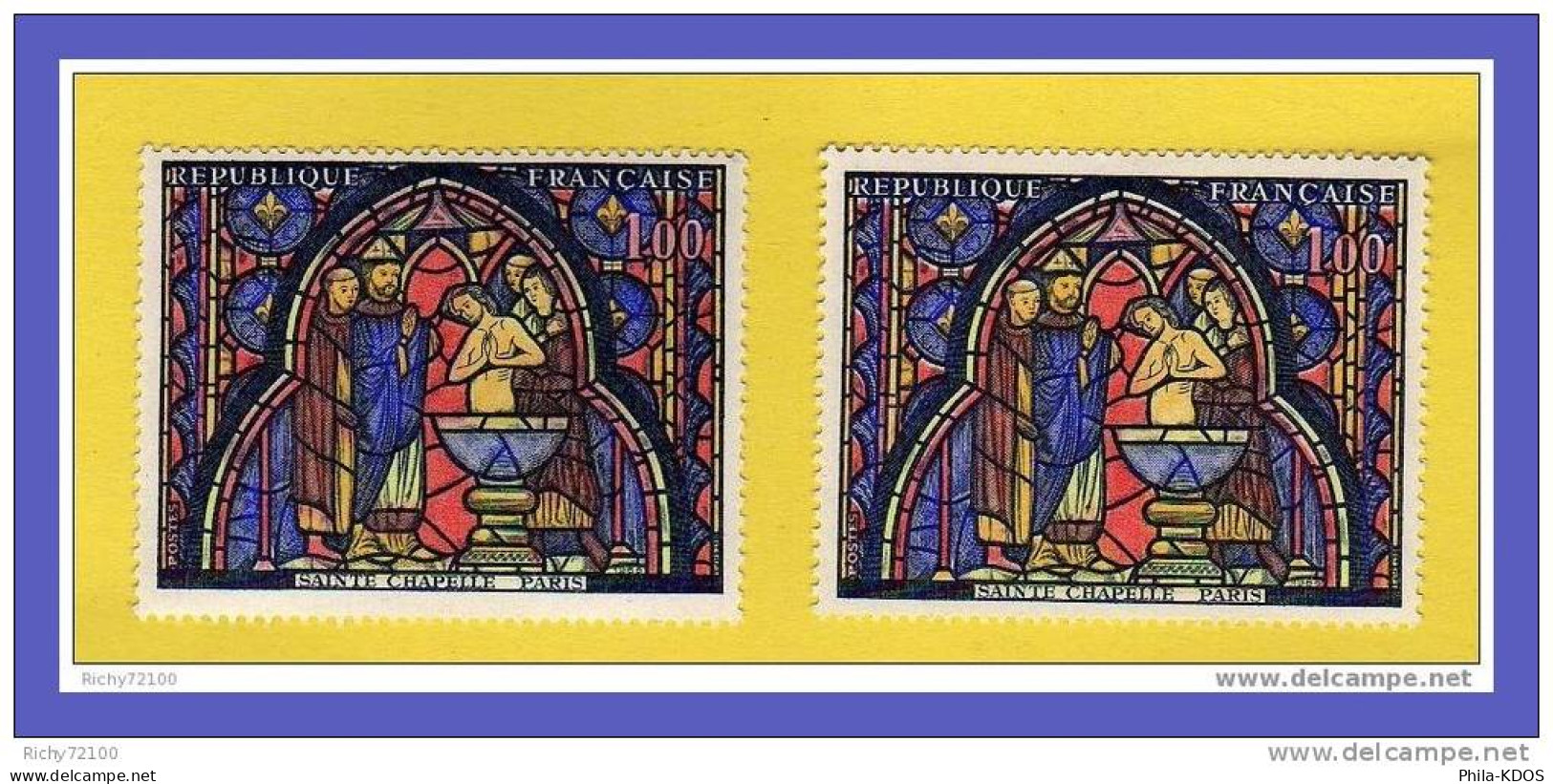 Variété ** Du N° 1492 " Bapteme De Judas " La Légende Inférieure Est Sur Fond Jaune + TN. - Unused Stamps