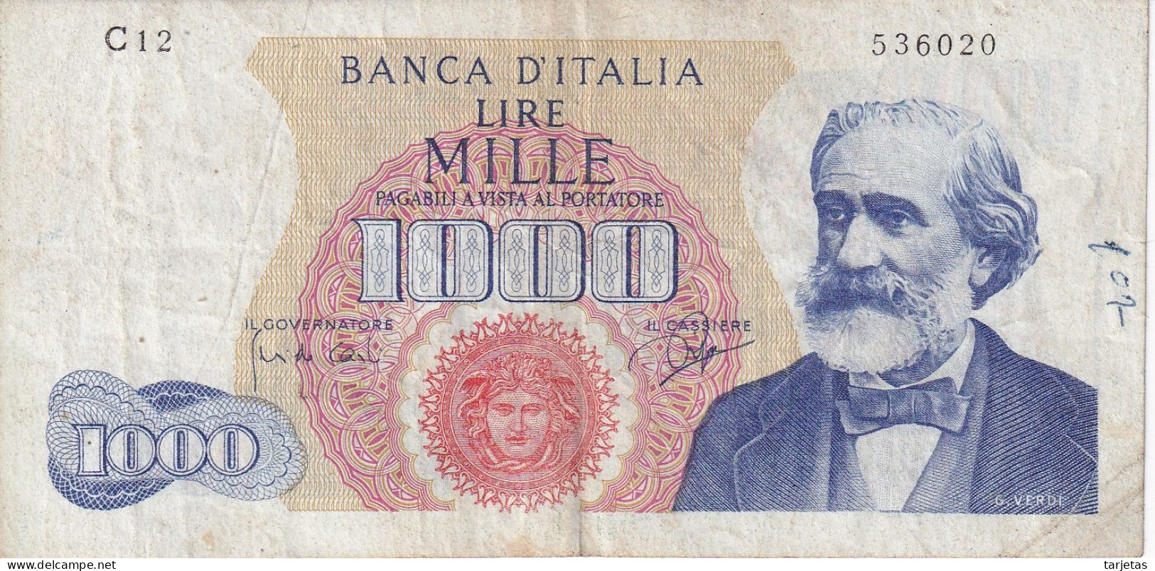 BILLETE DE ITALIA DE 1000 LIRAS DEL AÑO 1962 DE VERDI  (BANKNOTE) - 1000 Lire