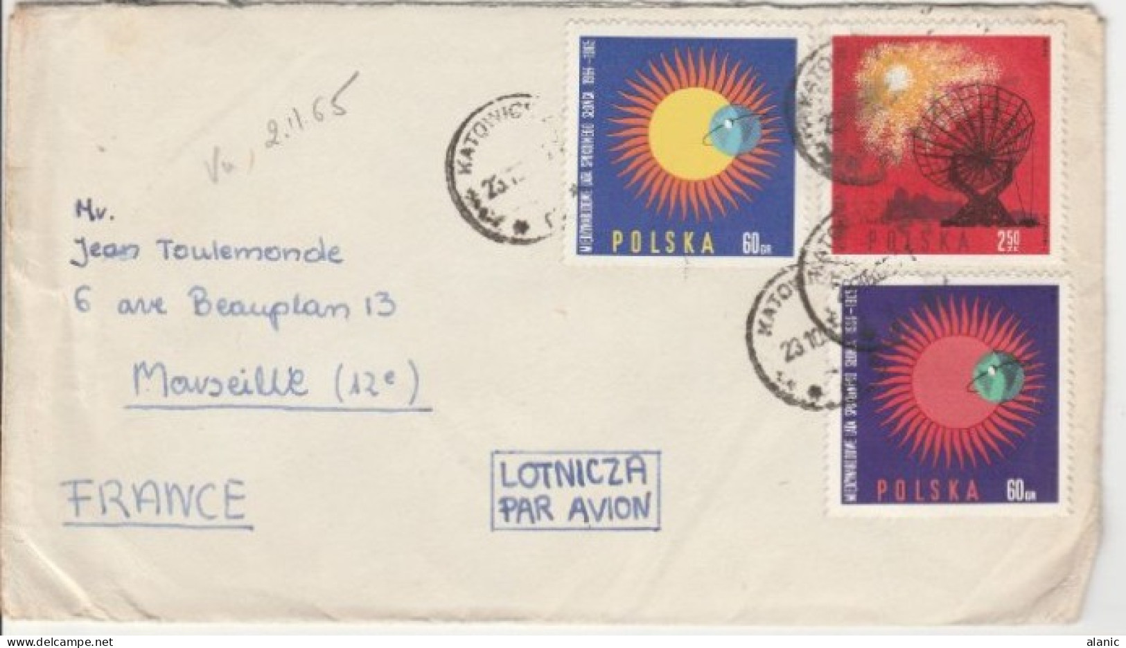 POLOGNE -LETTRE PAR AVION -N°1457+1458+1460 -Thématique: SOLEIL CALME - Covers & Documents