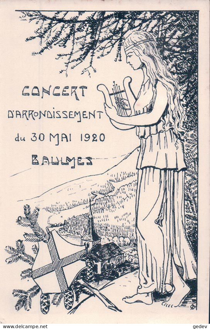 Baulmes VD, Concert D'arrondissement 30 Mai 1920, Jeune Fille Et Armoirie (8330) - Baulmes