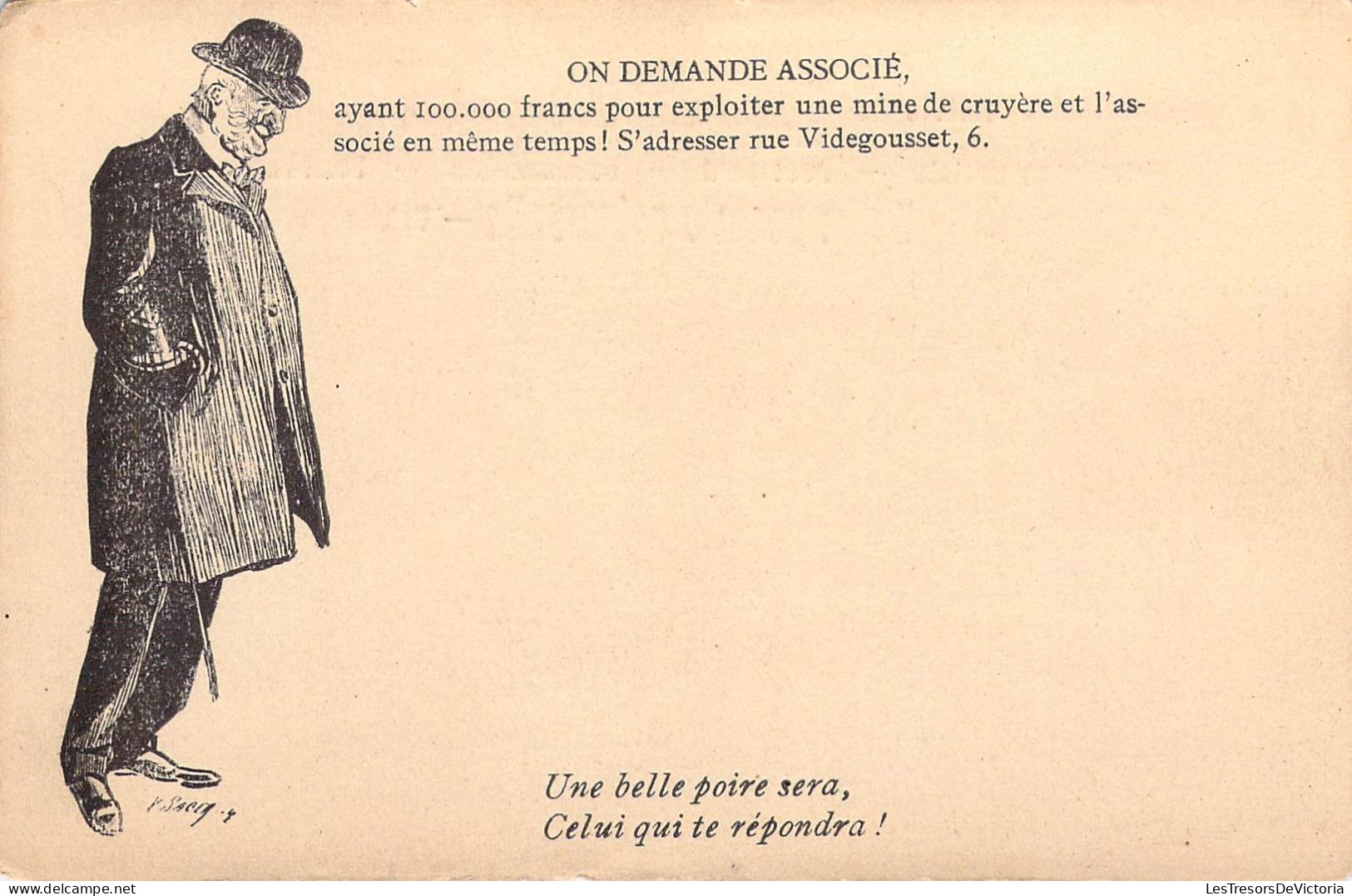 CARTES HUMOURISTIQUES - ON DEMANDE ASSOCIE - Ayant 100000 Francs Pour Exploiter Une Mine....  - Carte Postale Ancienne - Humorvolle Karten