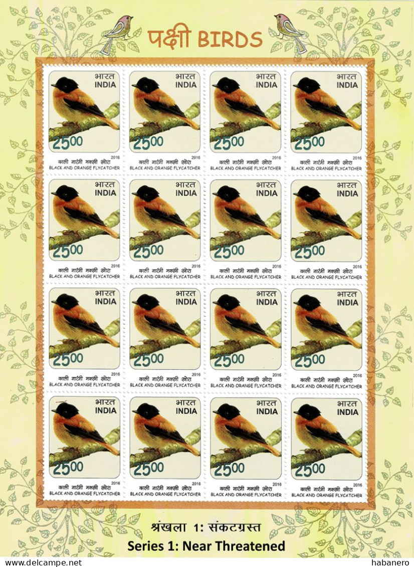 INDIA 2016 Mi 3009-3012 BIRDS 4 X MINT FULL SHEETS ** - Blocchi & Foglietti