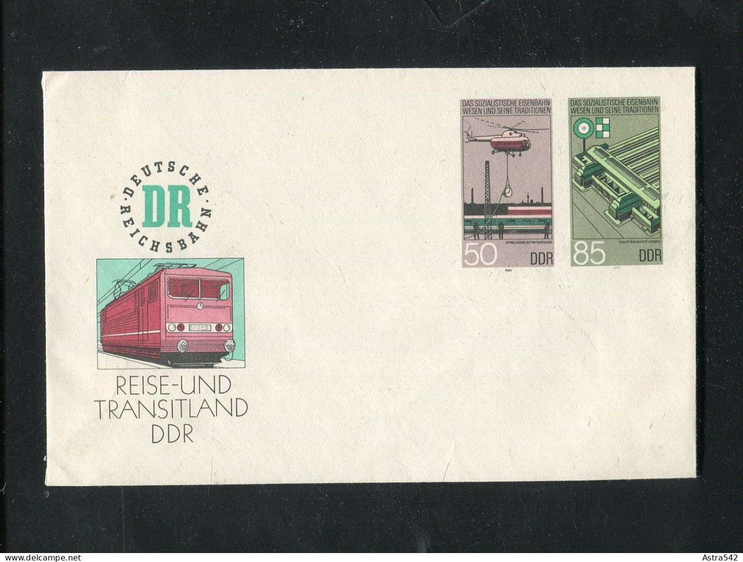 "DDR" 1985, Sonderganzsachenumschlag Mi. U 3 "Eisenbahnwesen" ** (13029) - Briefomslagen - Ongebruikt