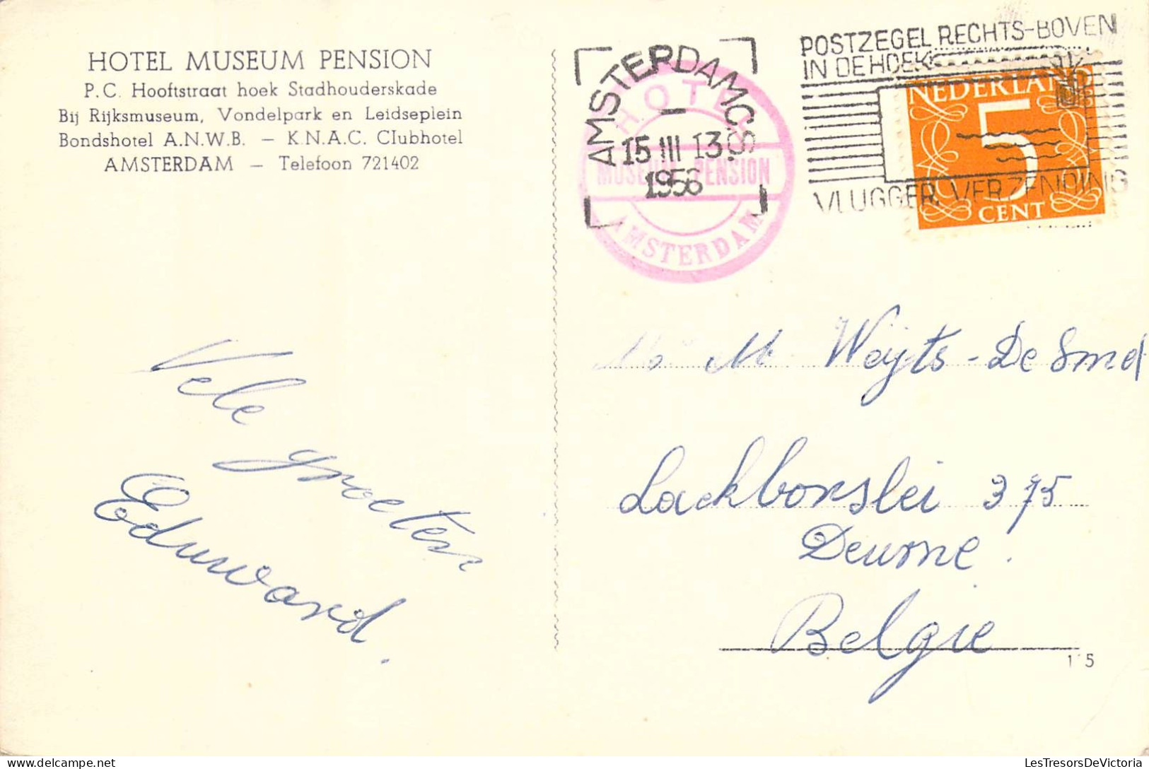 PAYS-BAS - Amsterdam - Hotel Museum Pension - Carte Postale Ancienne - Amsterdam