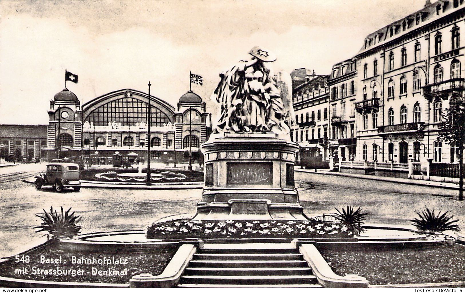 SUISSE - BALE - Bahnofplatz Mit Satraaburger - Denkmal - Carte Postale Ancienne - Bâle