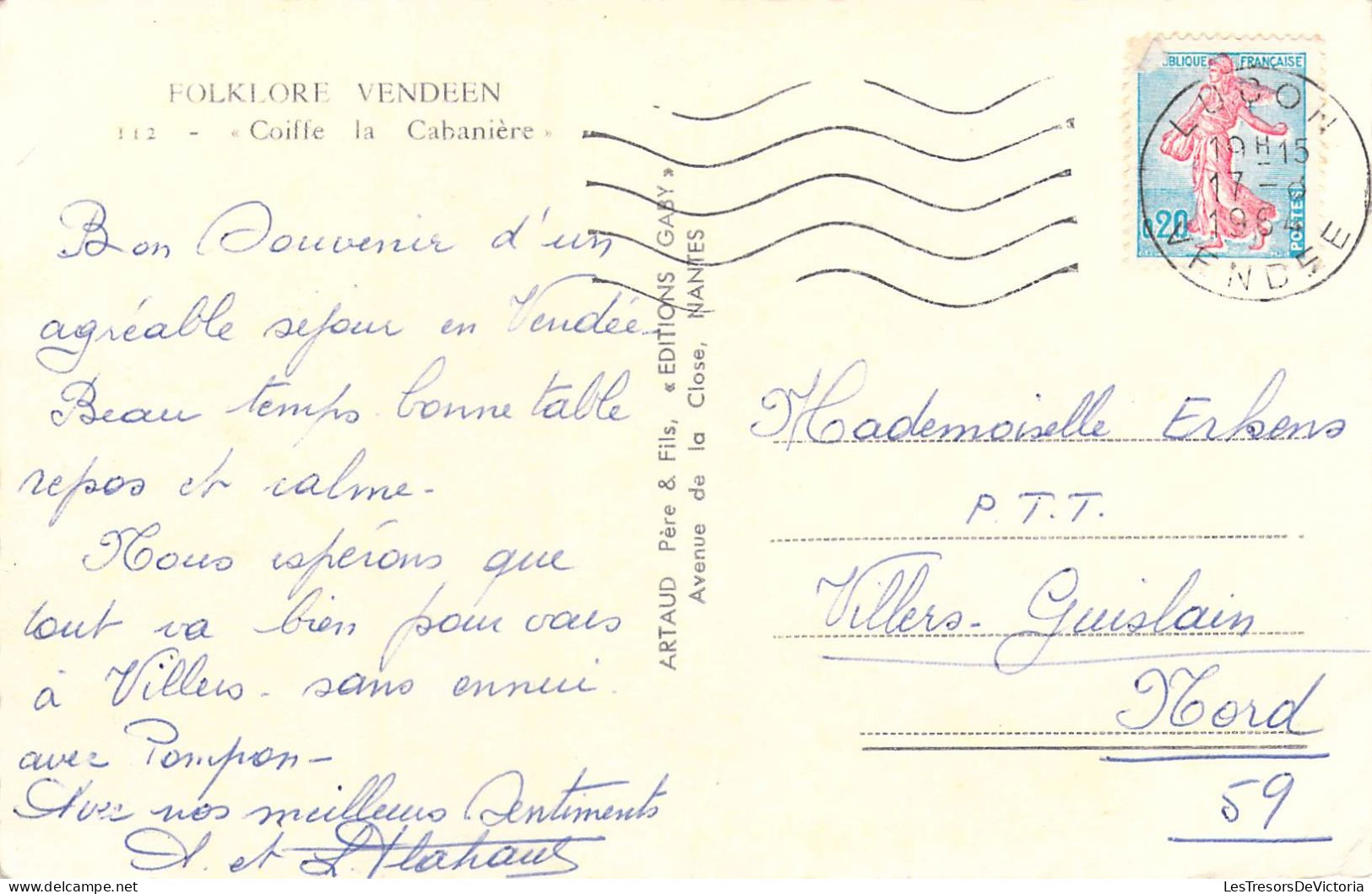 FOLKLORE Vendeen - Coiffe La Cabanière - Carte Postale Ancienne - Autres & Non Classés