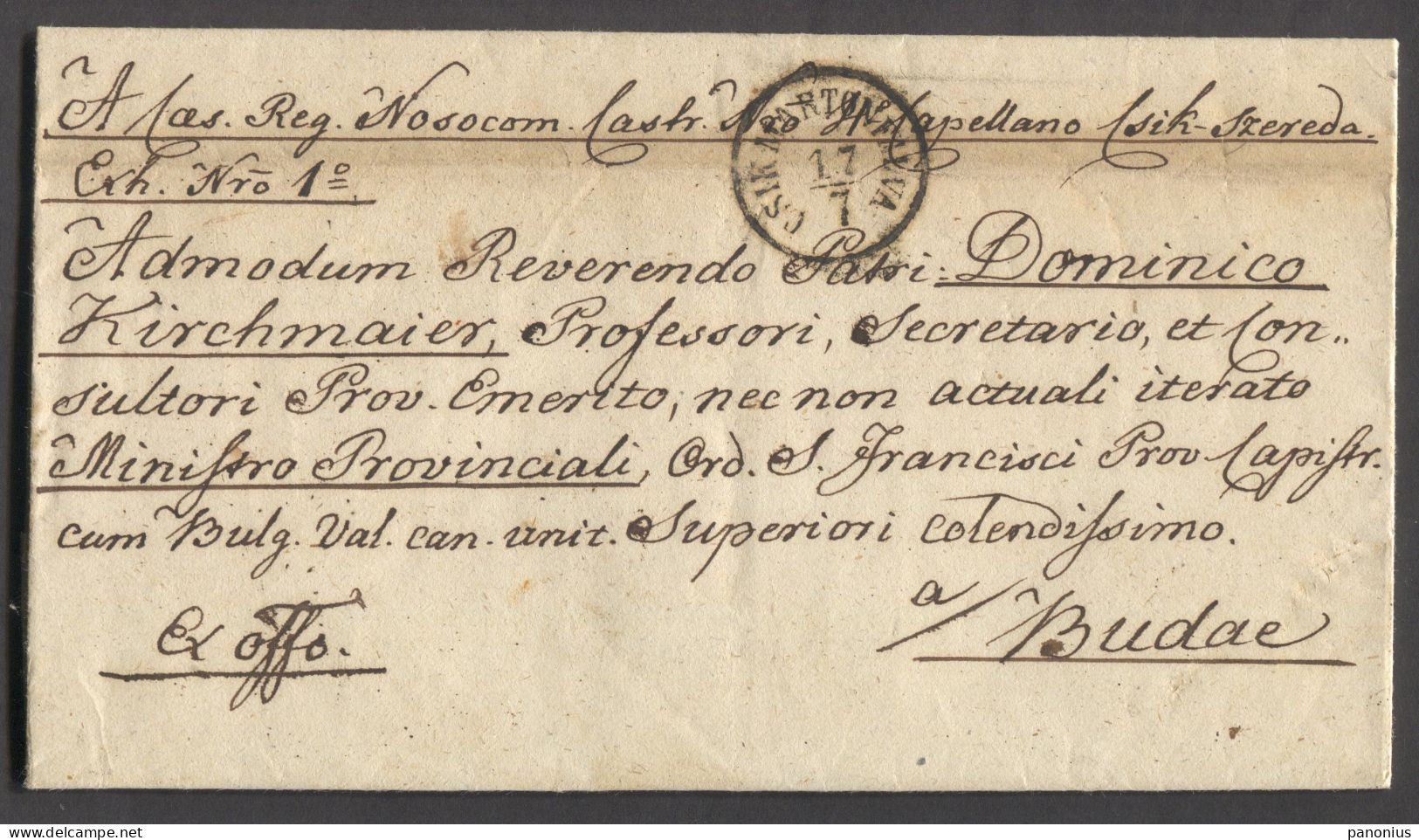 Romania - Csik Martonfalva / Csik Szereda, Prephilately Cover Feld Spital Year 1854. For Budim, Transit Seal Hermannstad - ...-1858 Voorfilatelie