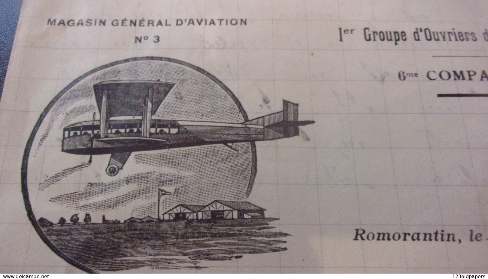 Romorantin (41 - Loir Et Cher)  1er Groupe De Mécaniciens D'aéronautique BELLE LETTRE ILLUSTREE AVION AVIATION - Autres & Non Classés