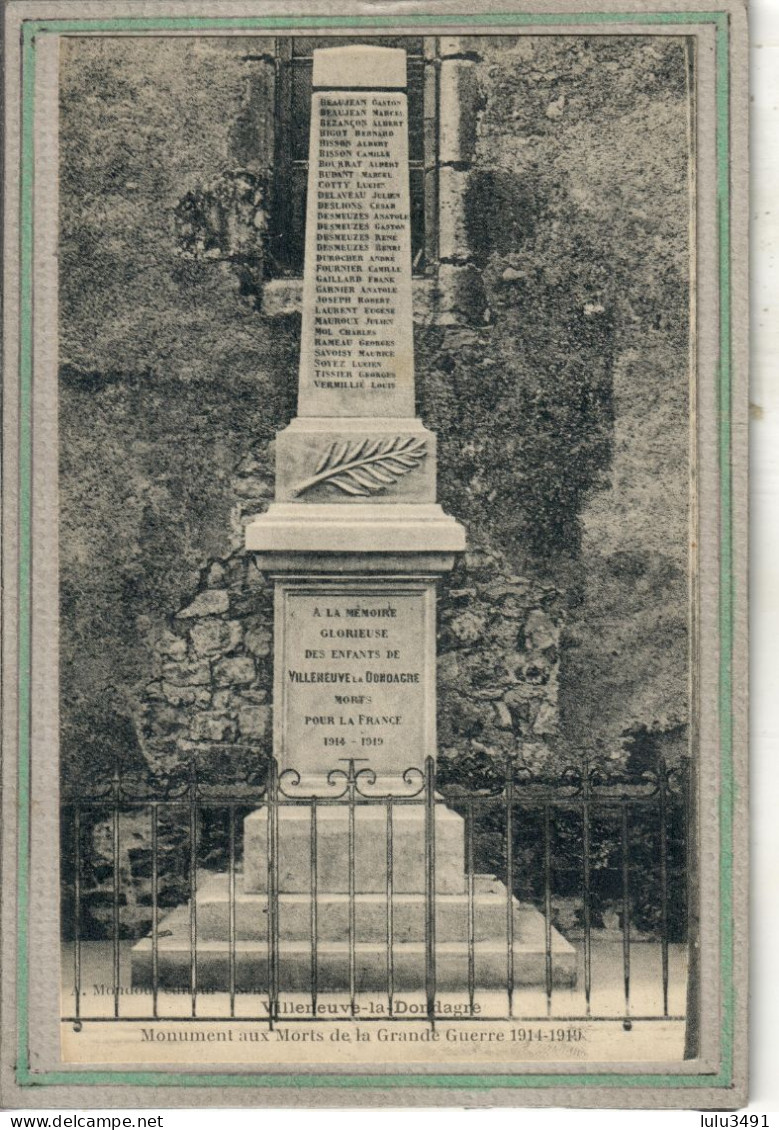 CPA (89) VILLENEUVE-la-DONDAGRE- Aspect Du Monument Aux Morts - Années 20 - Villeneuve-la-Dondagre