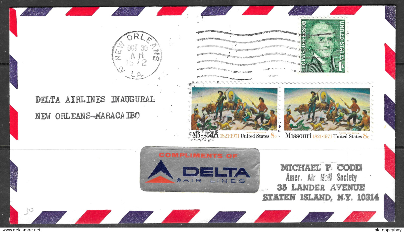 1972 DELTA AIRLINES INAUGURAL FLIGHT NEW ORLEANS TO MARACAIBO VENEZUELA - 1971-1980