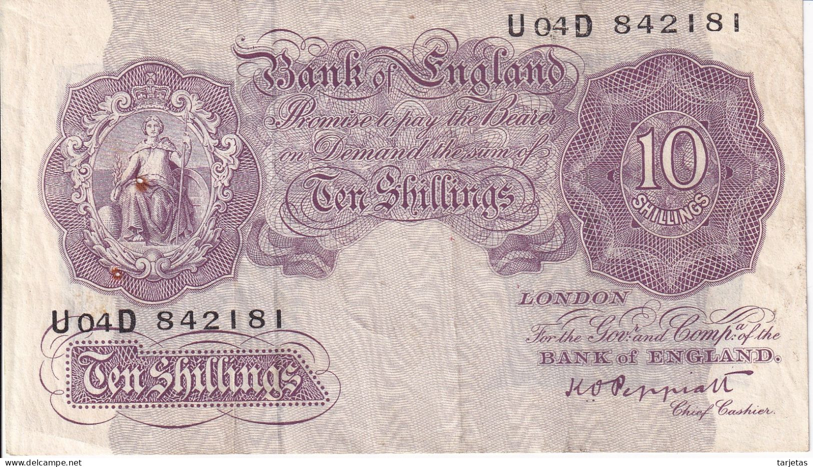 BILLETE DE REINO UNIDO DE 10 SHILLINGS DE LOS AÑOS 1940-1948  (BANKNOTE) - 10 Schillings