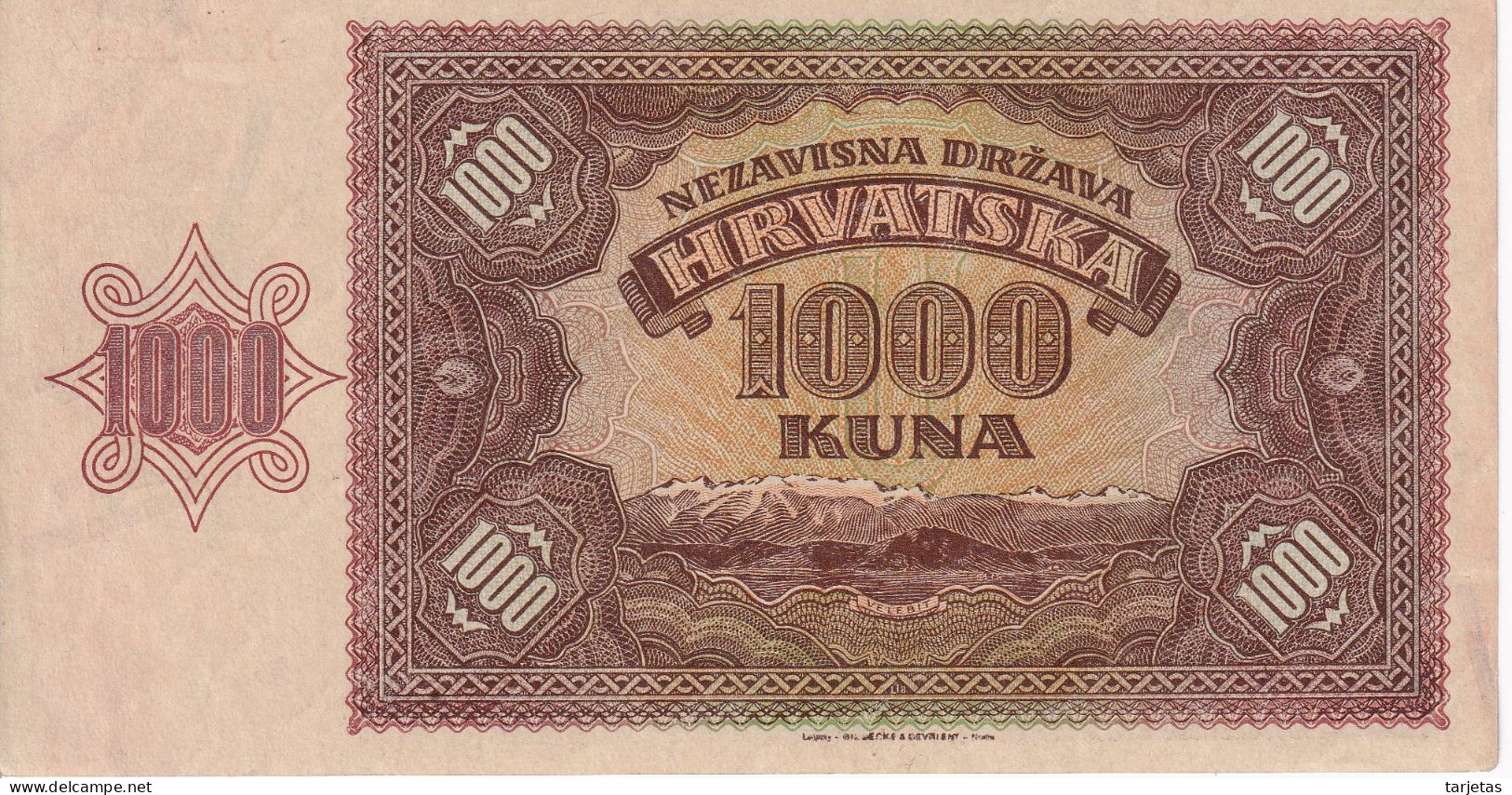 BILLETE DE CROACIA DE 1000 KUNA DEL AÑO 1941 SIN CIRCULAR (UNC) (BANKNOTE) - Croatie