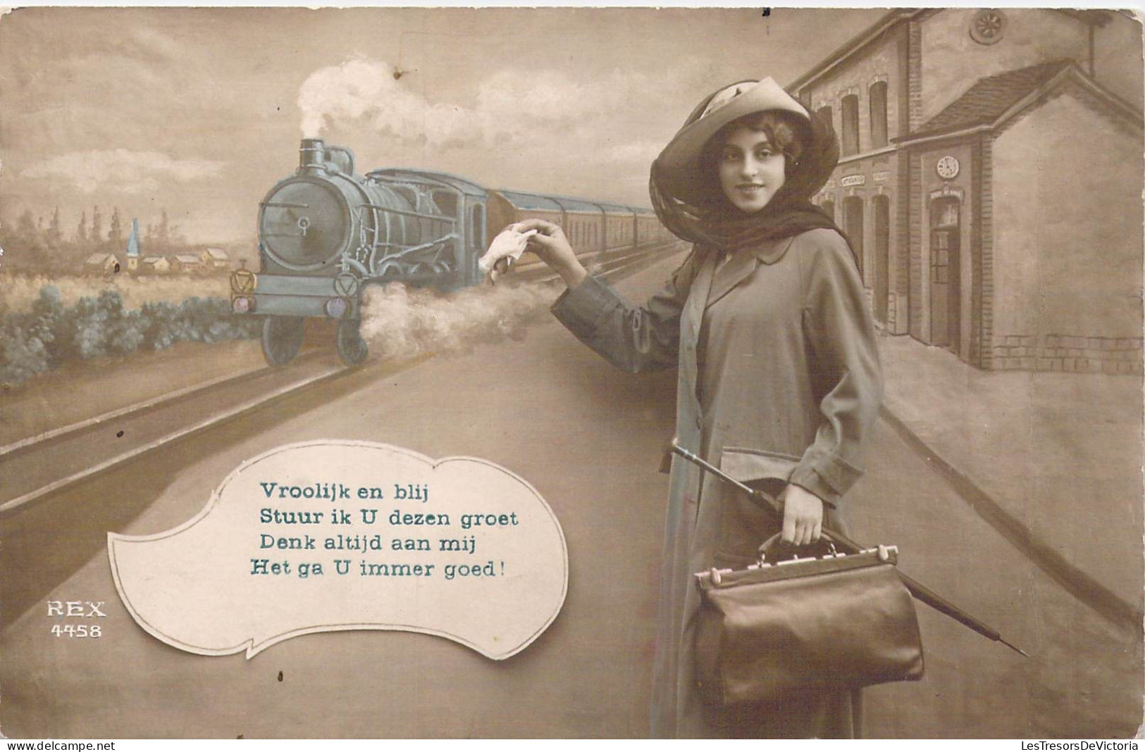 TRANSPORTS - Chemins De Fer - Trains - Femme - Carte Postale Ancienne - Eisenbahnen