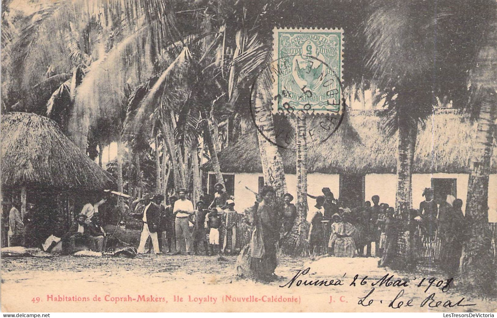 Nouvelle Calédonie - Habitation De Coprah Makers - Ile Loyalty - Animé - Indigène -  Carte Postale Ancienne - Neukaledonien