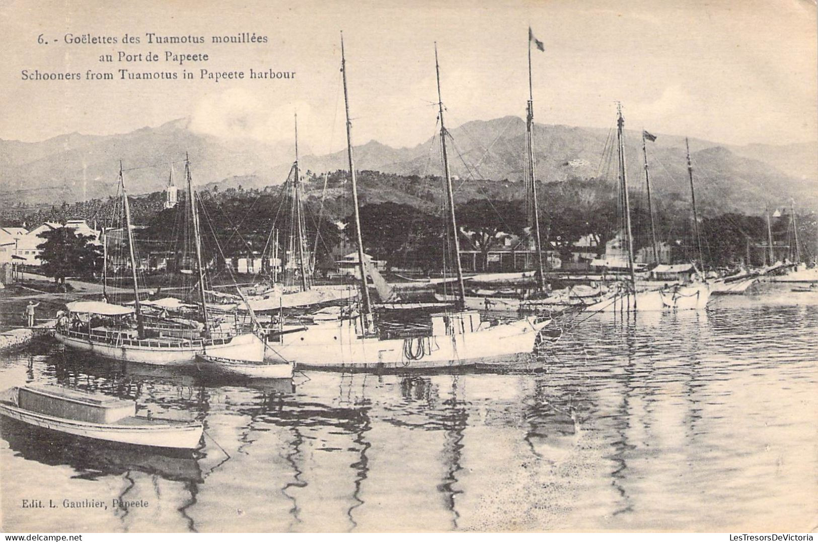 Tahiti - Goélettes Des Tuamotus Mouillés Au Port De Papeete - Bateau - Voilier -  Carte Postale Ancienne - Tahiti