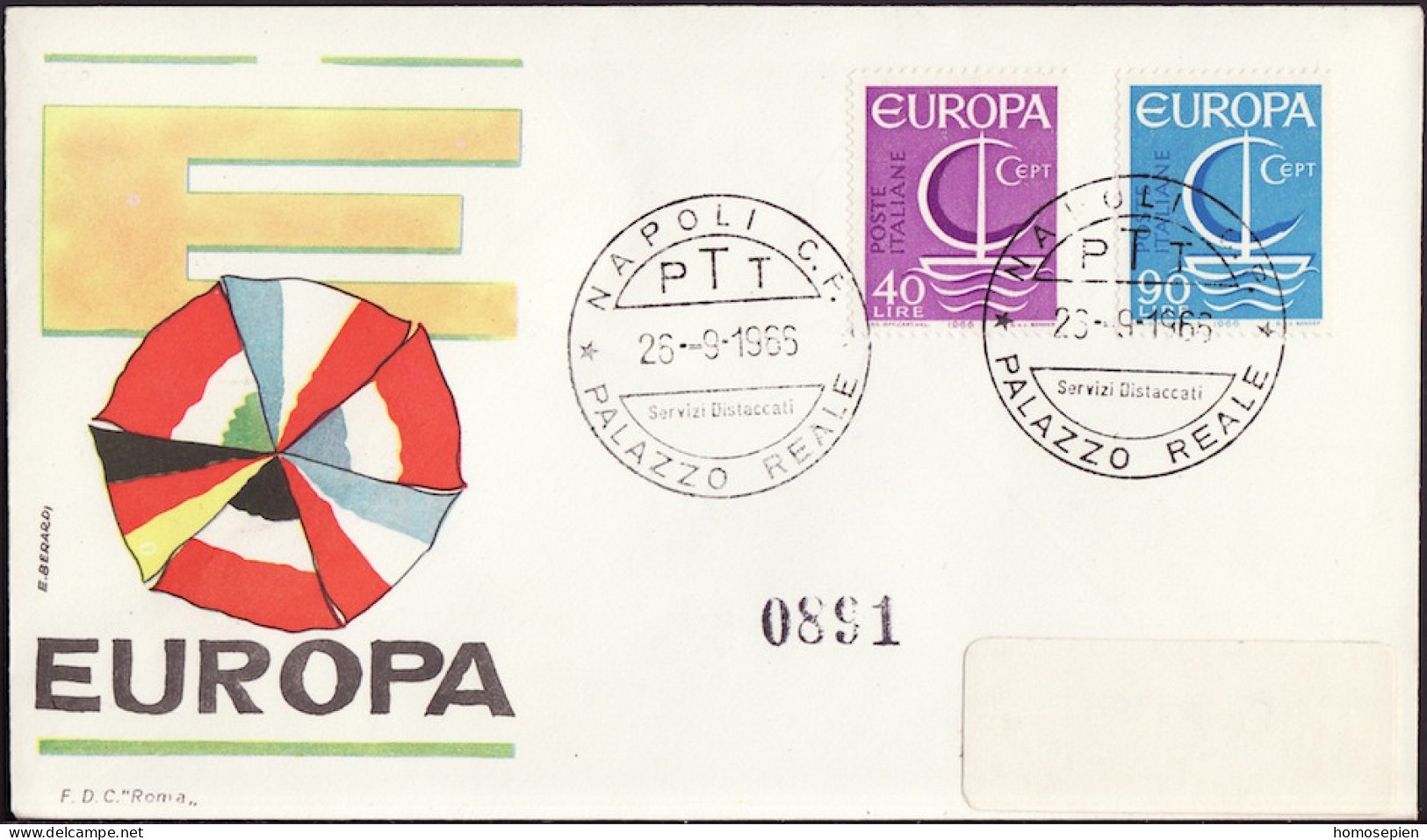 Europa CEPT 1966 Italie - Italy - Italien FDC9 Y&T N°955 à 956 - Michel N°1215 à 1216 - 1966