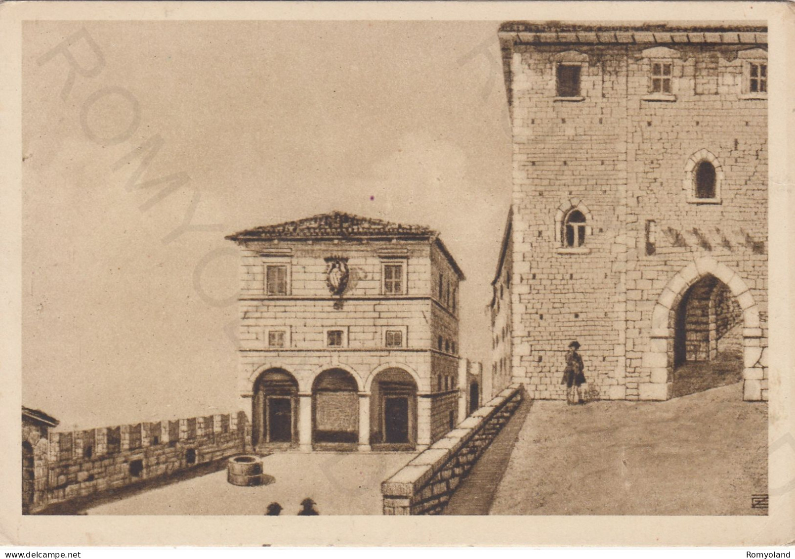 CARTOLINA  REPUBBLICA DI S.MARINO-IL VECCHIO PALAZZO DEL GOVERNO E LA PORTA DI POGGIO CASTELLANO-secolo XV-NON VIAGGIATA - San Marino