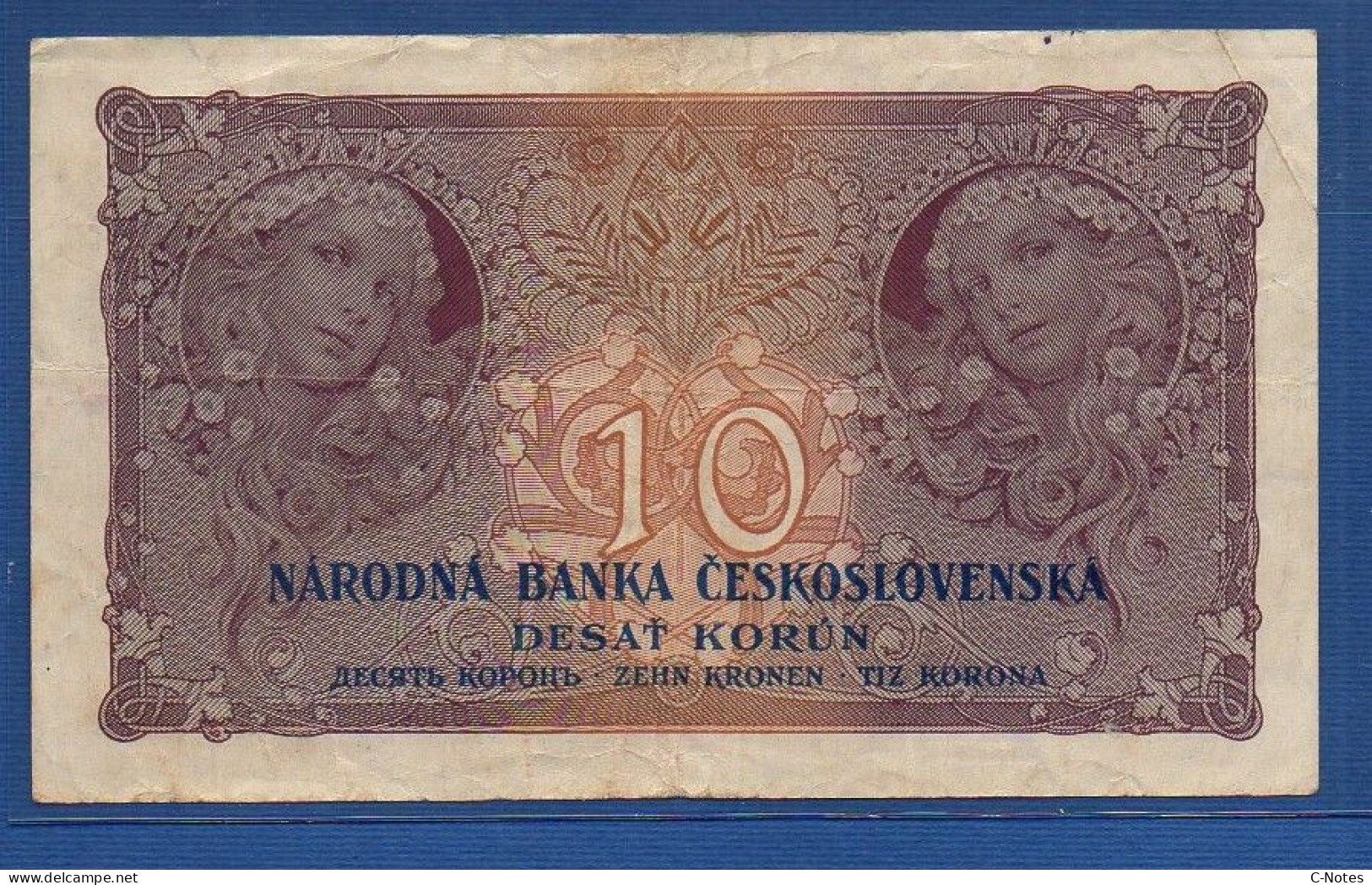 CZECHOSLOVAKIA - P.20a – 10 Korún Československých 1927 F/VF, S/n S.N208 497181 - Tchécoslovaquie