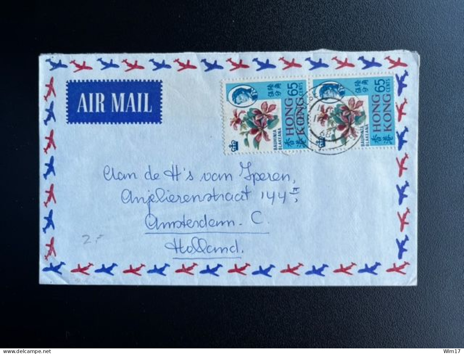HONG KONG 1968 AIR MAIL LETTER TO AMSTERDAM 14-10-1968 - Storia Postale