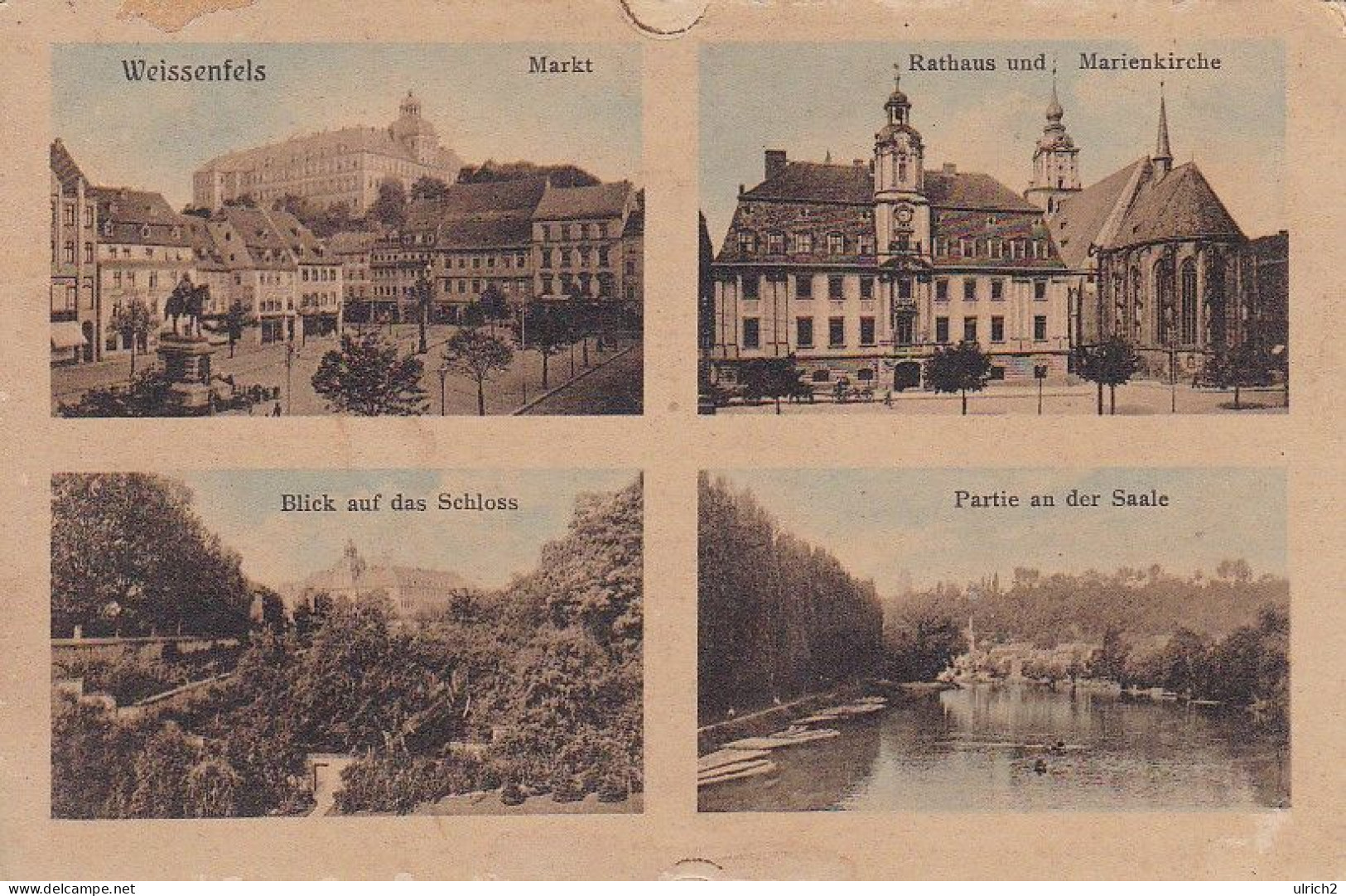 AK Weissenfels - Mehrbildkarte - Markt Rathaus Marienkirche Schloss Saale - Feldpost 1915 (64234) - Weissenfels