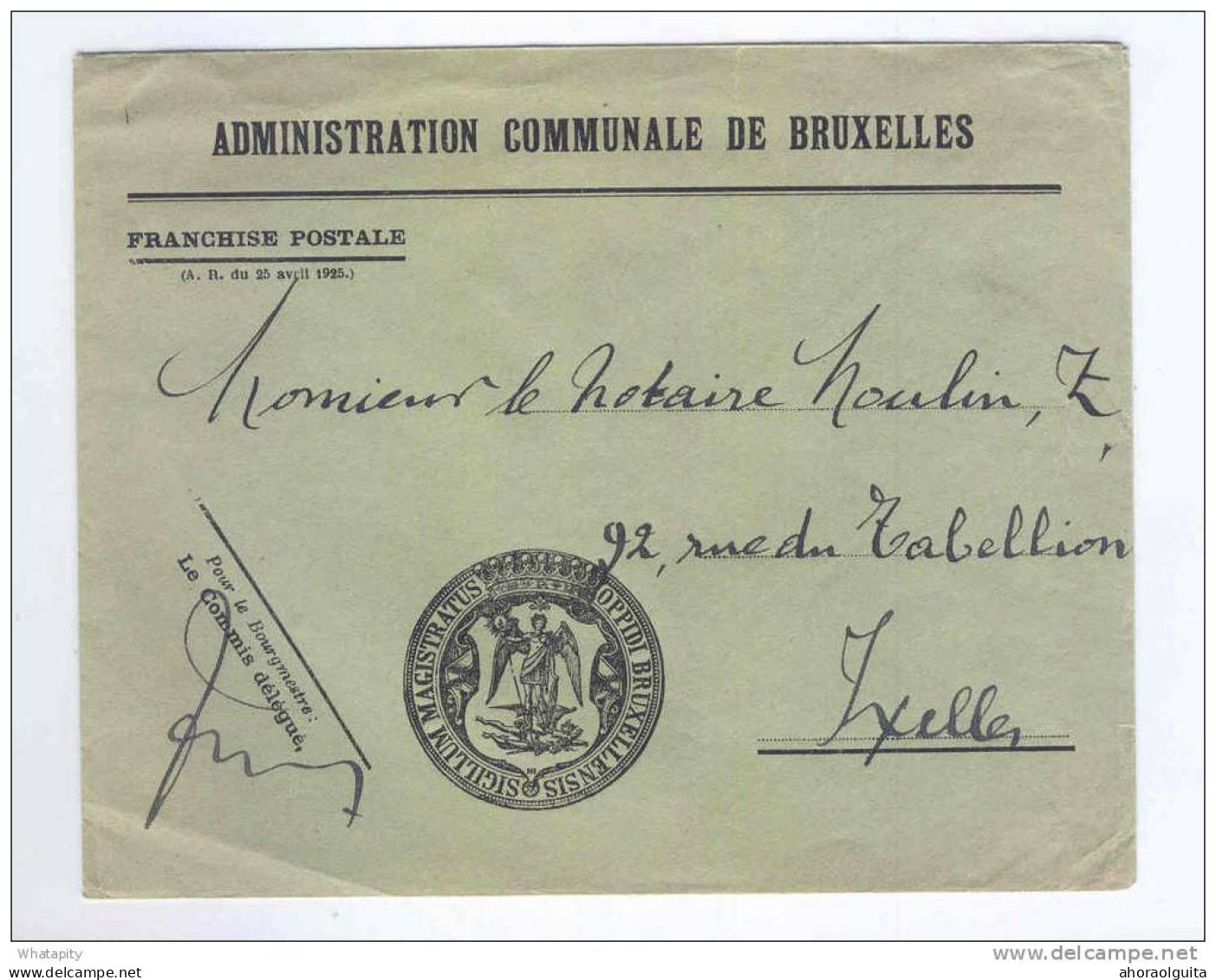 Lettre En Franchise Postale A.R. 1925 -  AdministrationCommunale De BRUXELLES  Vers IXELLES  --  LL140 - Zonder Portkosten