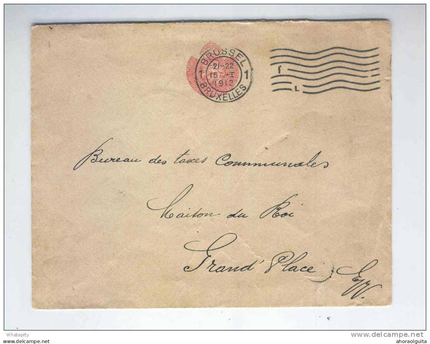Enveloppe BRUXELLES1912 En Franchise De Port - Ecusson Ministère Des C.de Fer, Postes,Télégraphes  --  LL133 - Postkantoorfolders