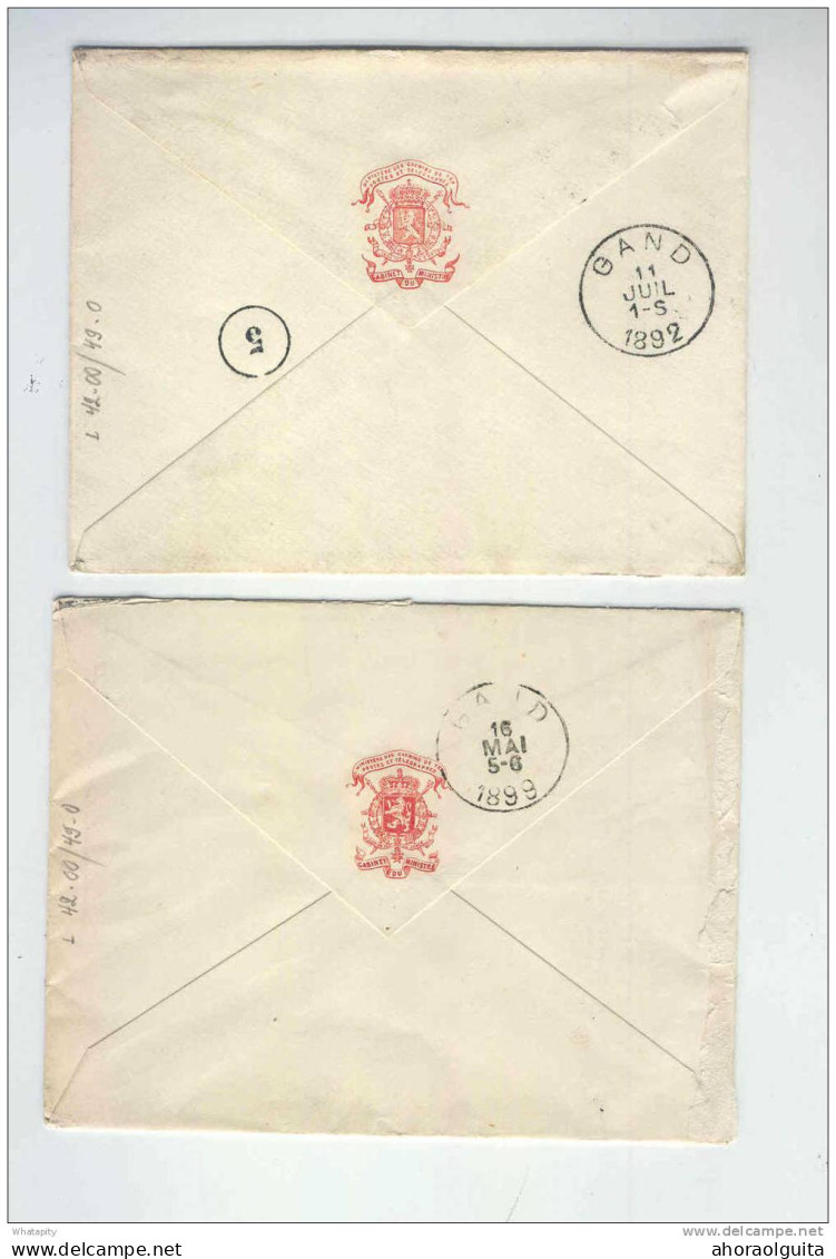 Deux Enveloppes BXL1892/99 En Franchise De Port - Griffes Ministère Des C.de Fer, Postes,Télégraphes(Cabinet)  --  LL132 - Postkantoorfolders