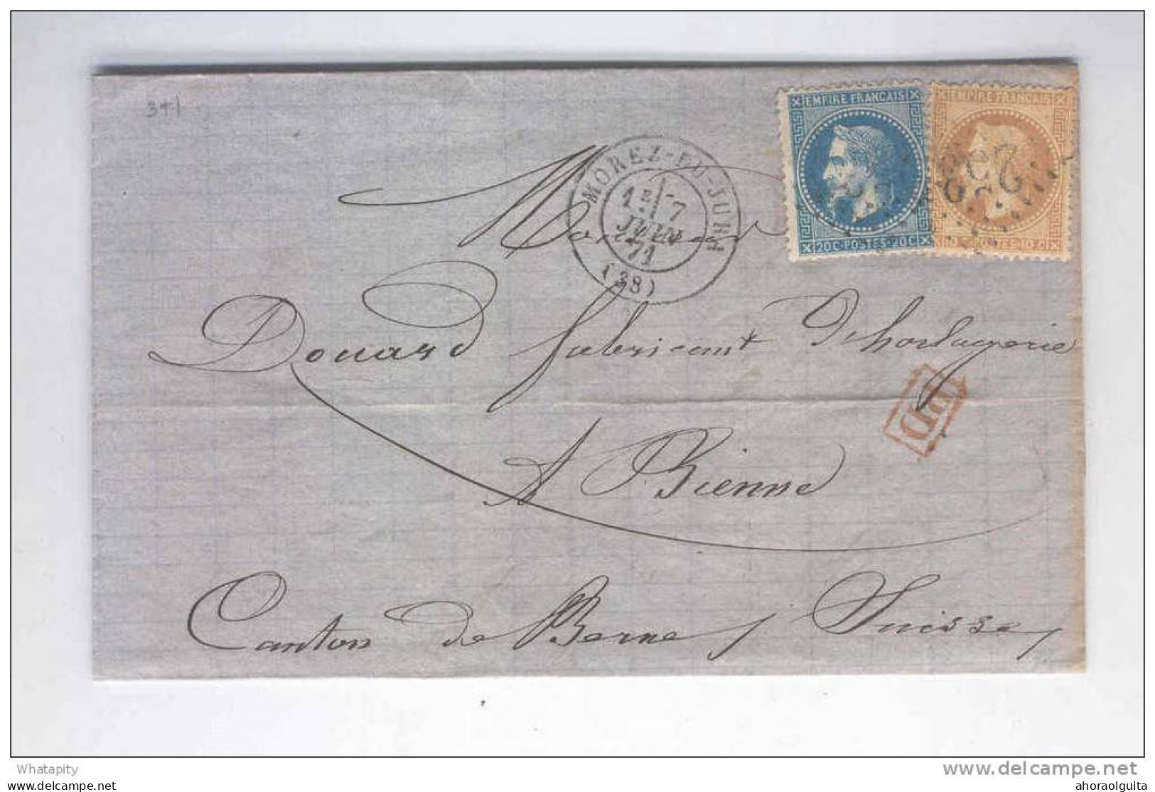 HORLOGERIE SUISSE / FRANCE - Archive Douard à BIENNE -  MOREZ DU JURA 1871 -  TB  Entete + Etiqu. Aimé Ganeval --  LL013 - Orologeria