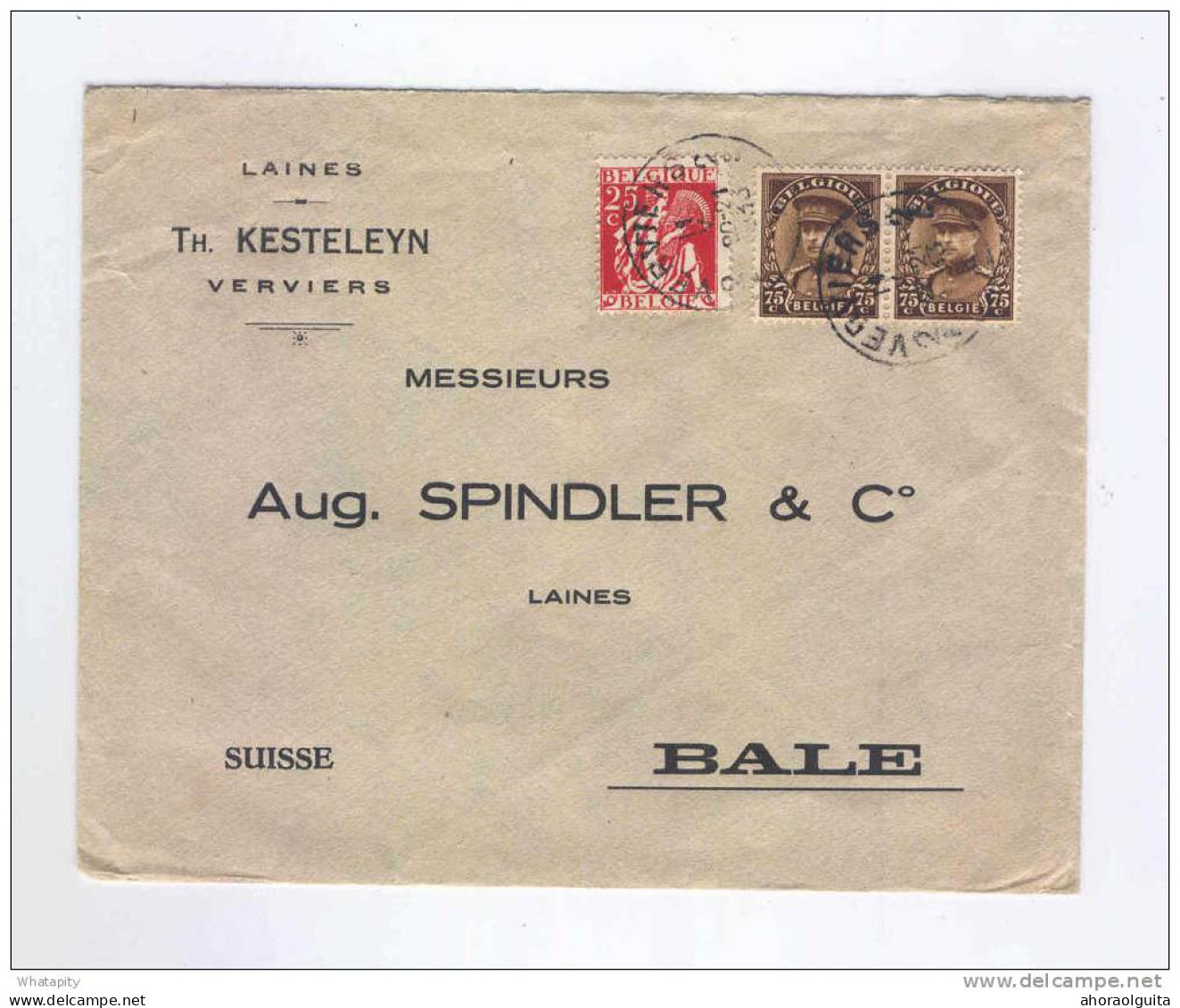 Lettre TP Cérès 25 C Et Képis VERVIERS 1933 Vers La Suisse - Entete Laines Kesteleyn  --  KK969 - 1932 Ceres And Mercurius