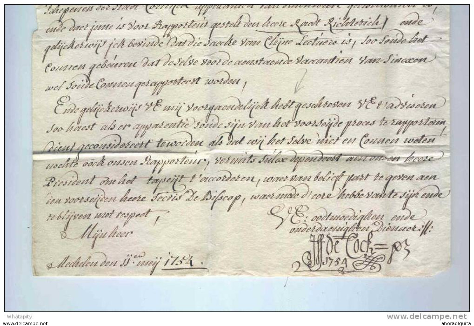 Lettre Précurseur MECHELEN 1754 Vers GHENDT - Port à La Craie 2 Sols - TB Signé De Cock  --  KK978 - 1714-1794 (Paises Bajos Austriacos)