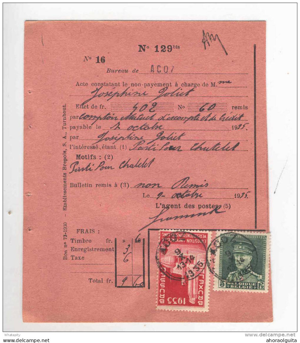 Document Postal - Protet Rose TP  Képi 5 F Et Expo 1935 1 F ACOZ 1935 --  KK910 - 1931-1934 Képi