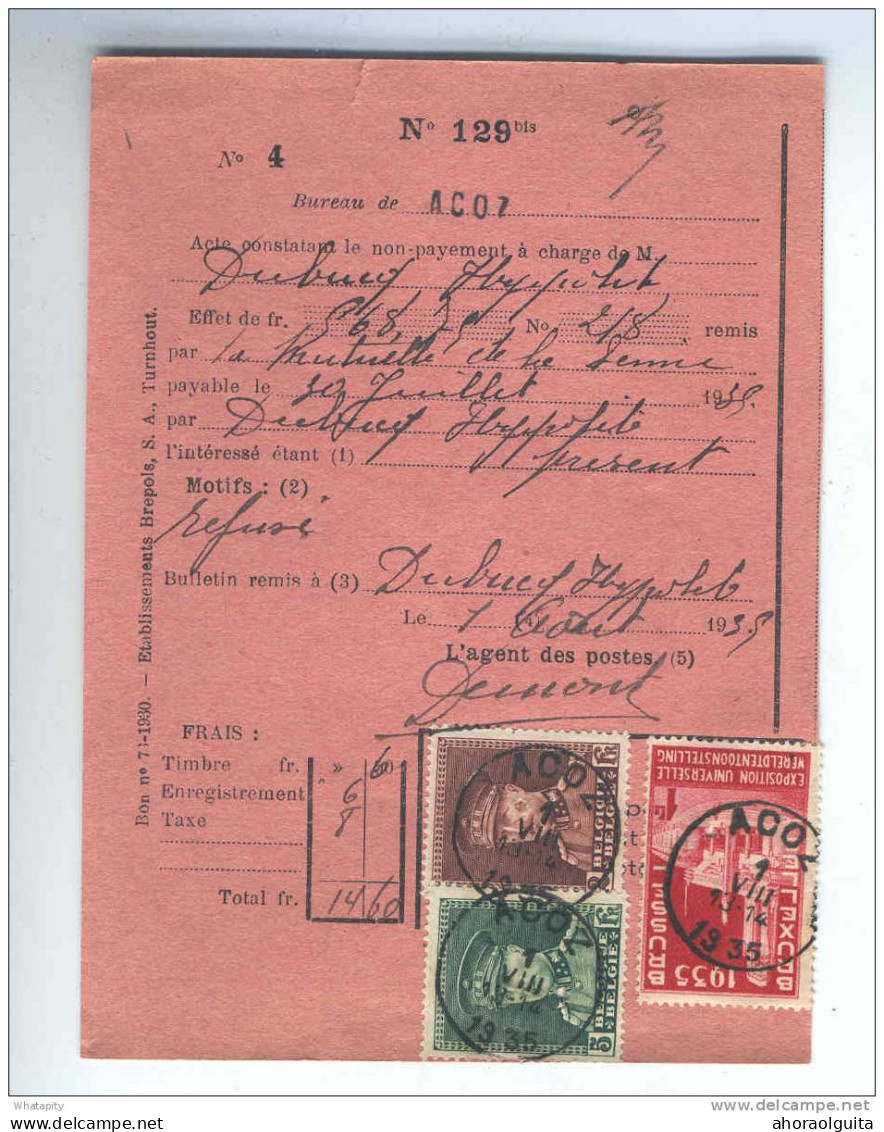 Document Postal - Protet Rose TP  Képi 2 Et 5 F, Et Exposition 35 1 F ACOZ 1935 --  KK913 - 1931-1934 Képi